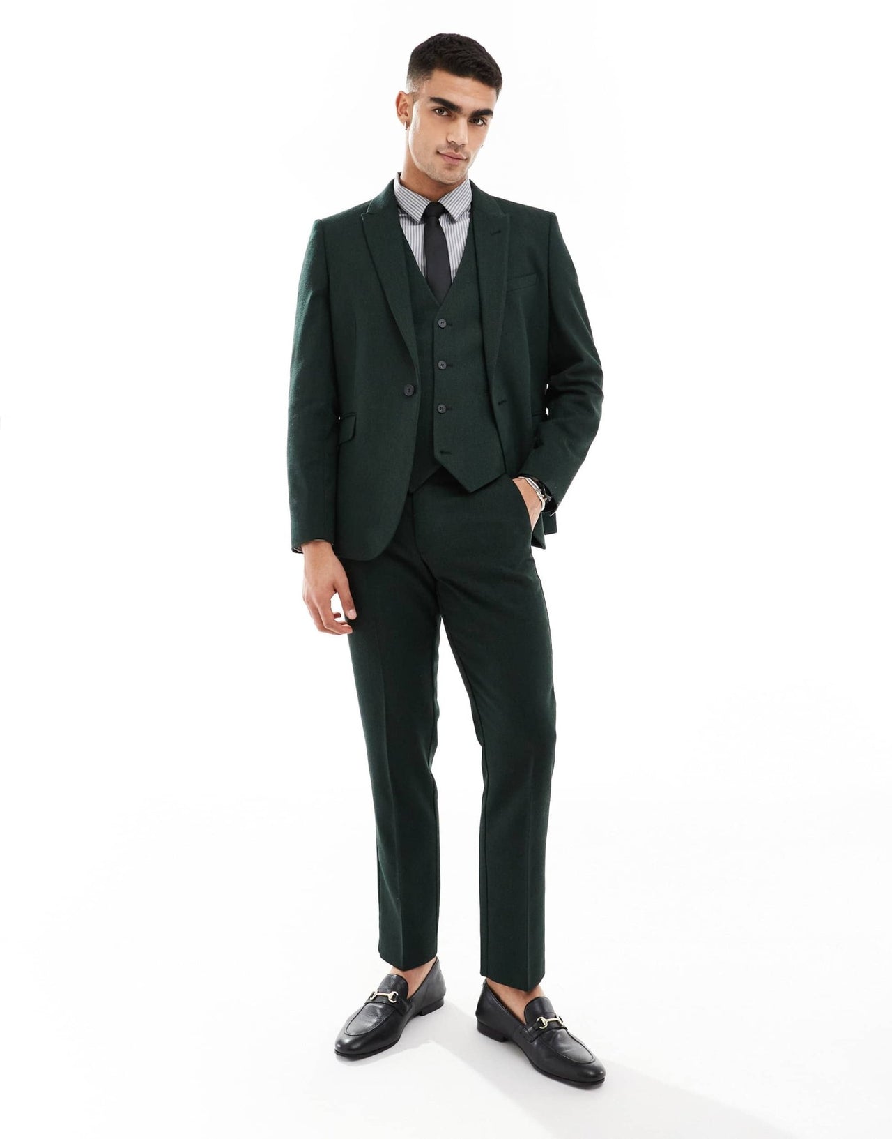 ASOS DESIGN slim wool blend suit trousers in bottle green herringbone - ASOS Sample Sale EU Store