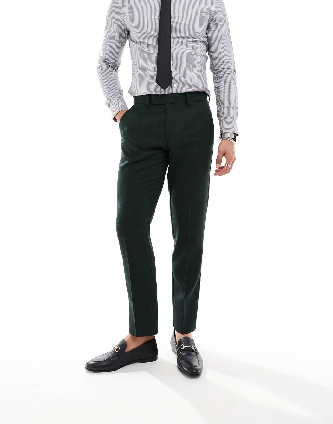 ASOS DESIGN slim wool blend suit trousers in bottle green herringbone - ASOS Sample Sale EU Store