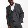 ASOS DESIGN slim wool mix suit jacket in herringbone in charcoal