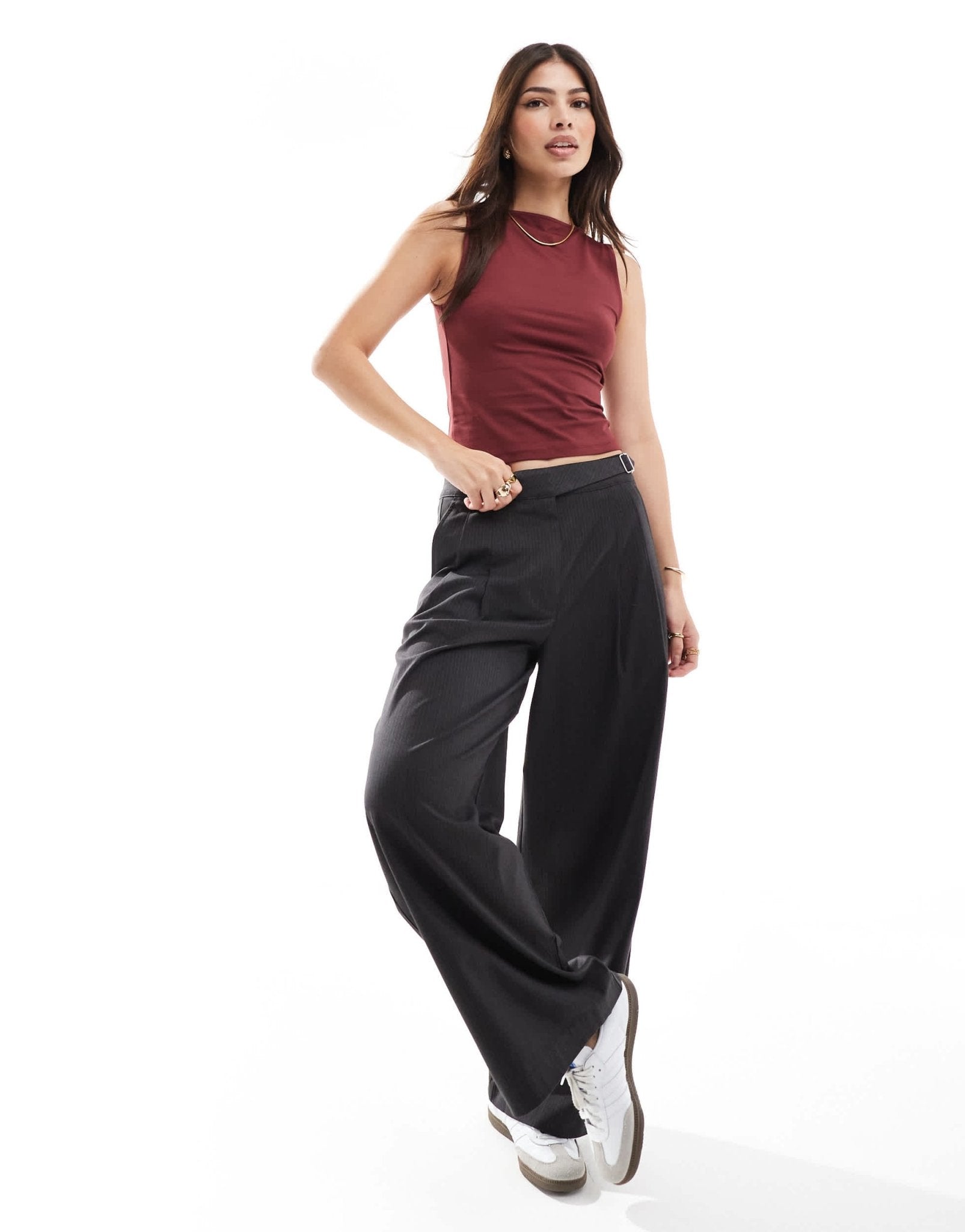 ASOS DESIGN slinky slash neck vest in oxblood - ASOS Sample Sale EU Store