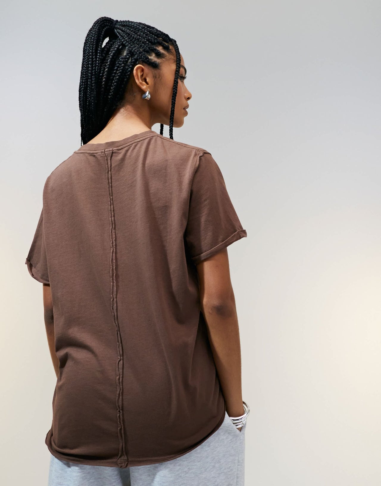 ASOS DESIGN slouchy raw edge regular fit washed t-shirt in chocolate - ASOS Sample Sale EU Store