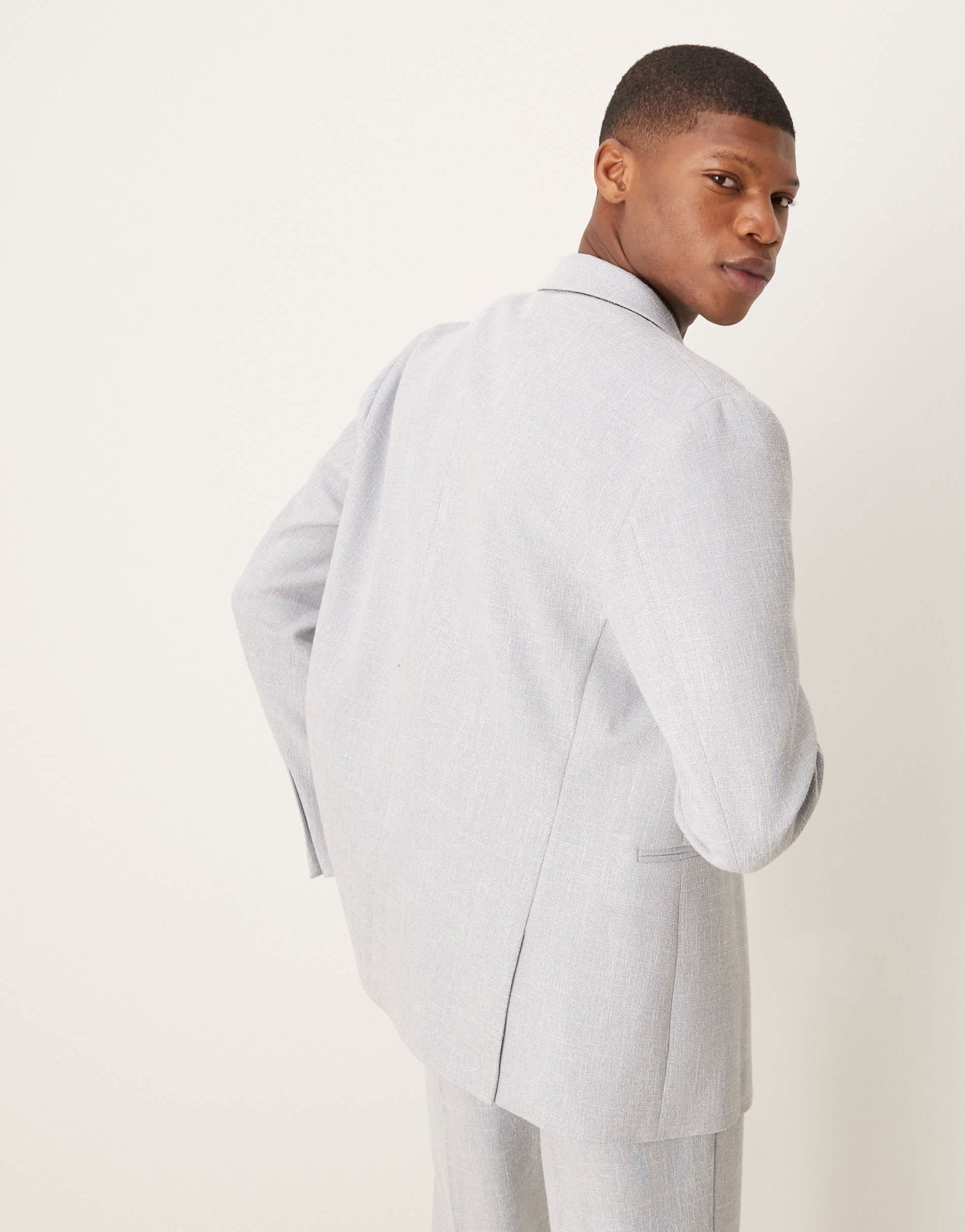 ASOS DESIGN slouchy regular suit jacket in light grey linen look - ASOS Sample Sale EU Store