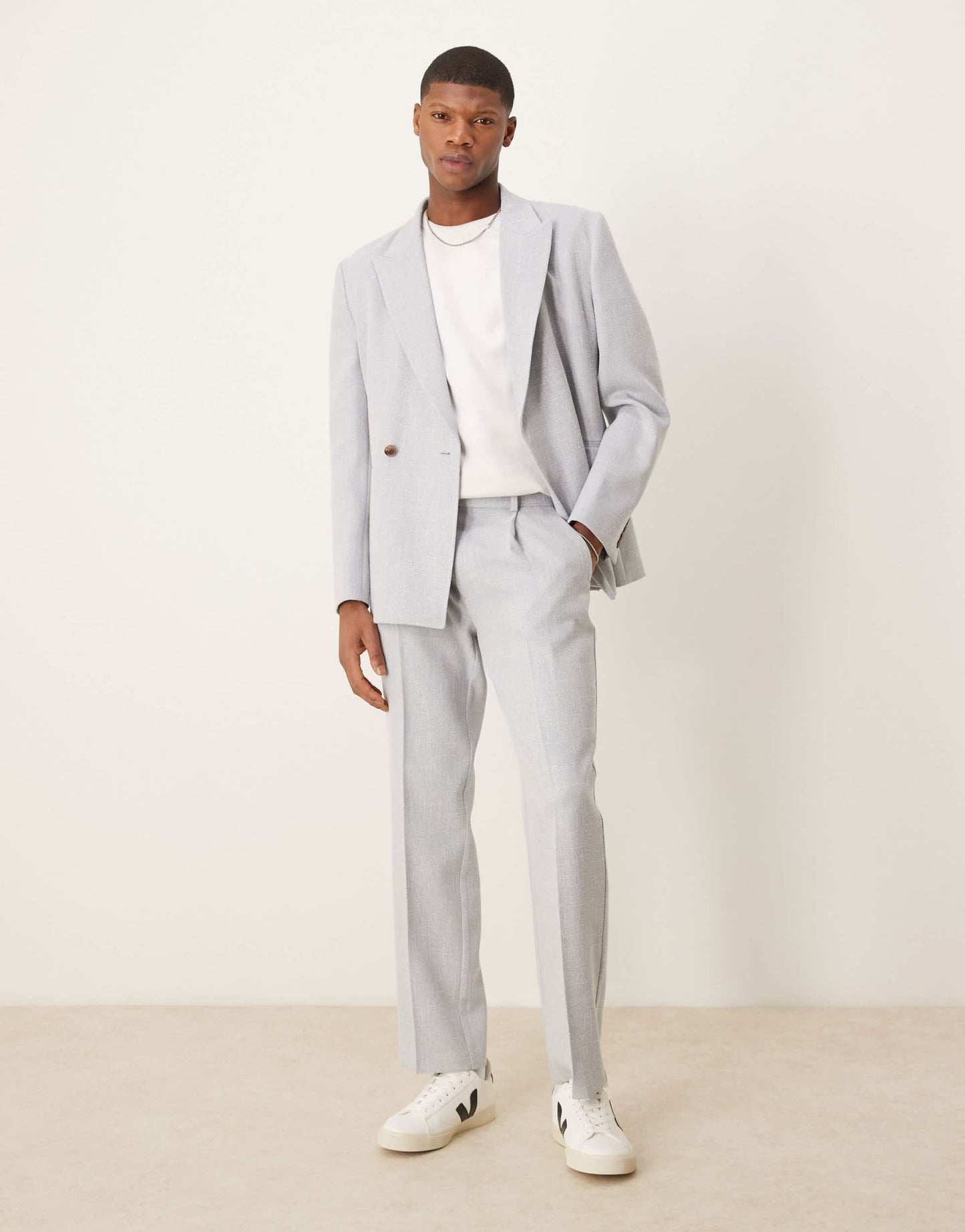 ASOS DESIGN slouchy regular suit jacket in light grey linen look - ASOS Sample Sale EU Store
