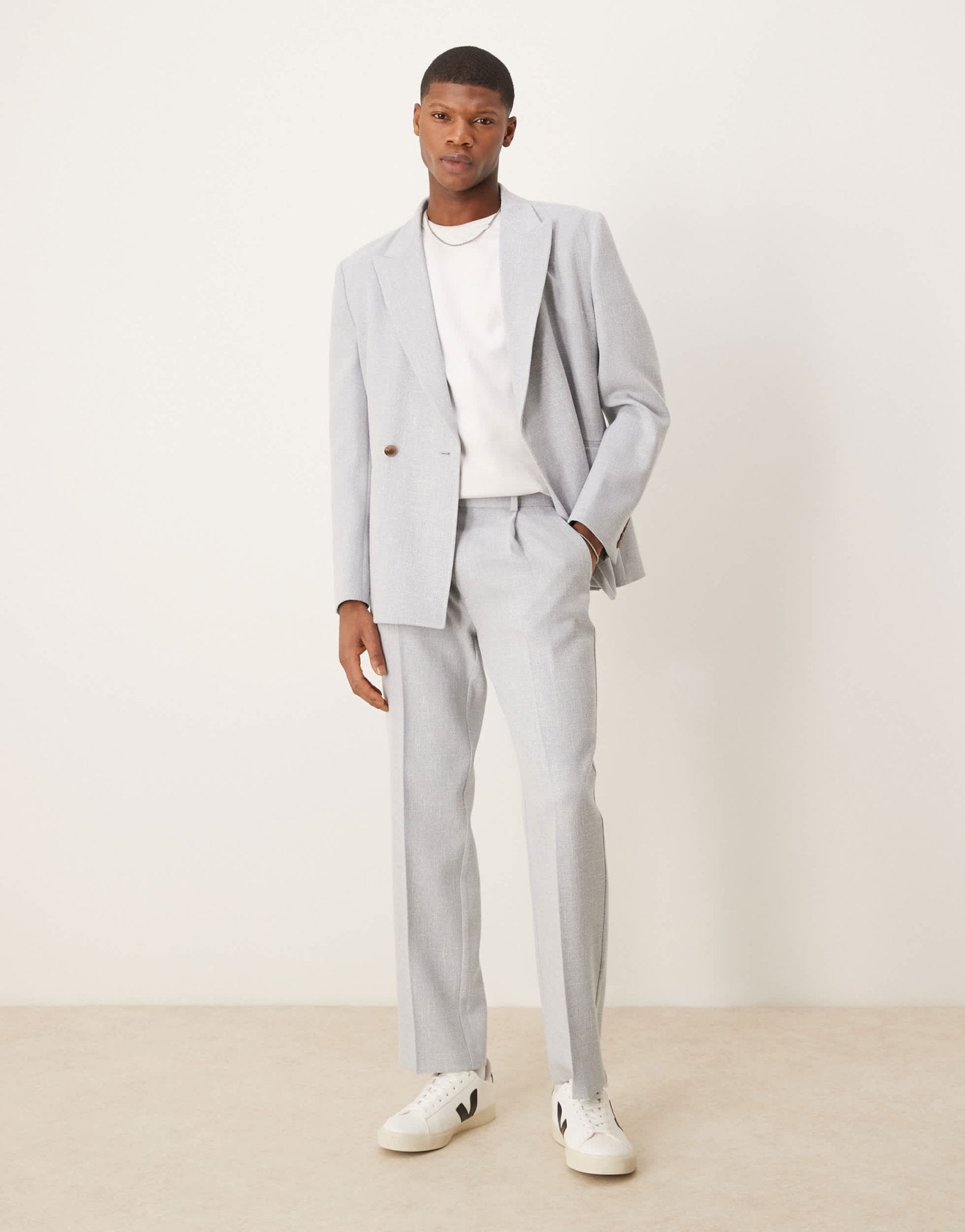 ASOS DESIGN slouchy regular suit jacket in light grey linen look - ASOS Sample Sale EU Store