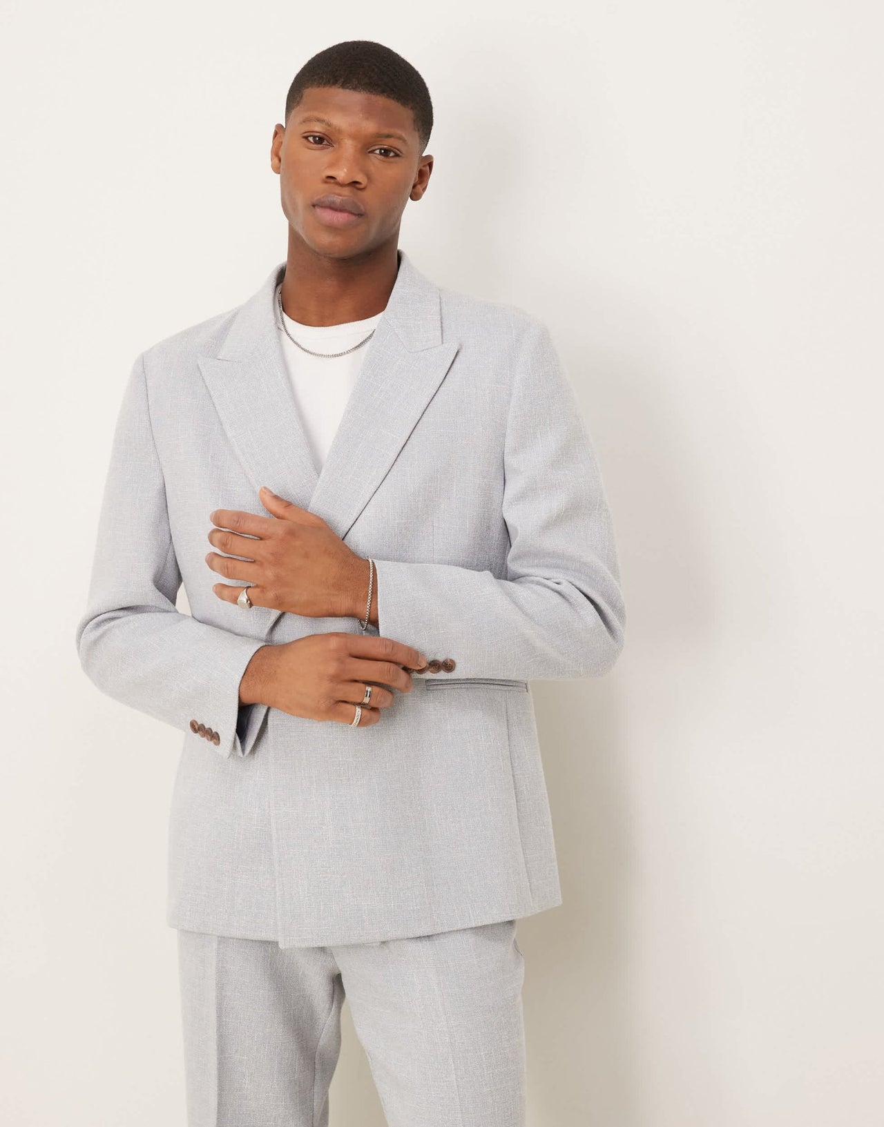 ASOS DESIGN slouchy regular suit jacket in light grey linen look - ASOS Sample Sale EU Store
