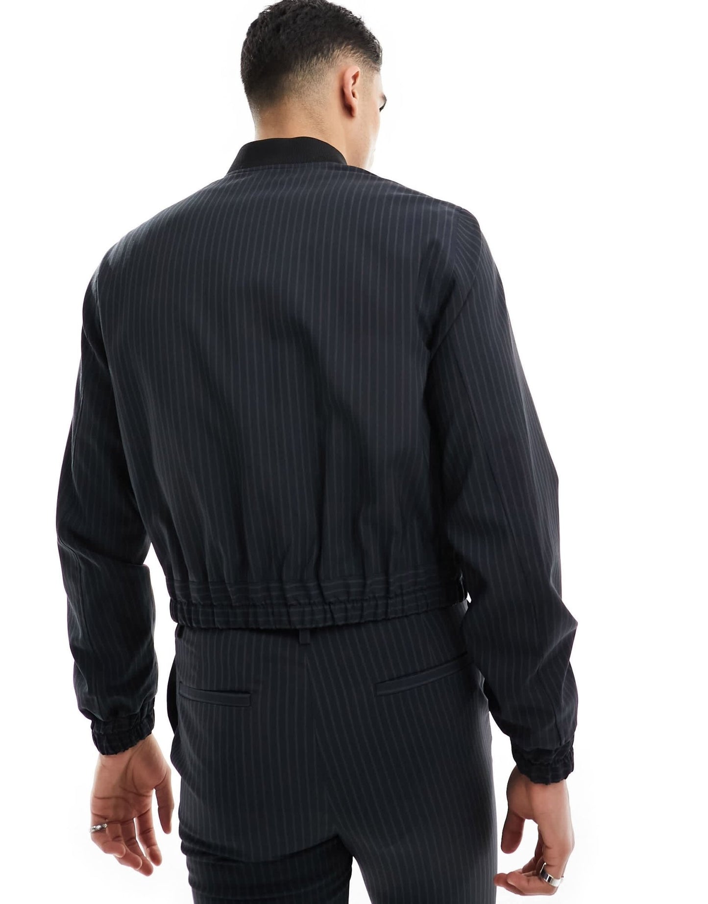 ASOS DESIGN smart co - ord bomber jacket in black pinstripe - ASOS Sample Sale EU Store