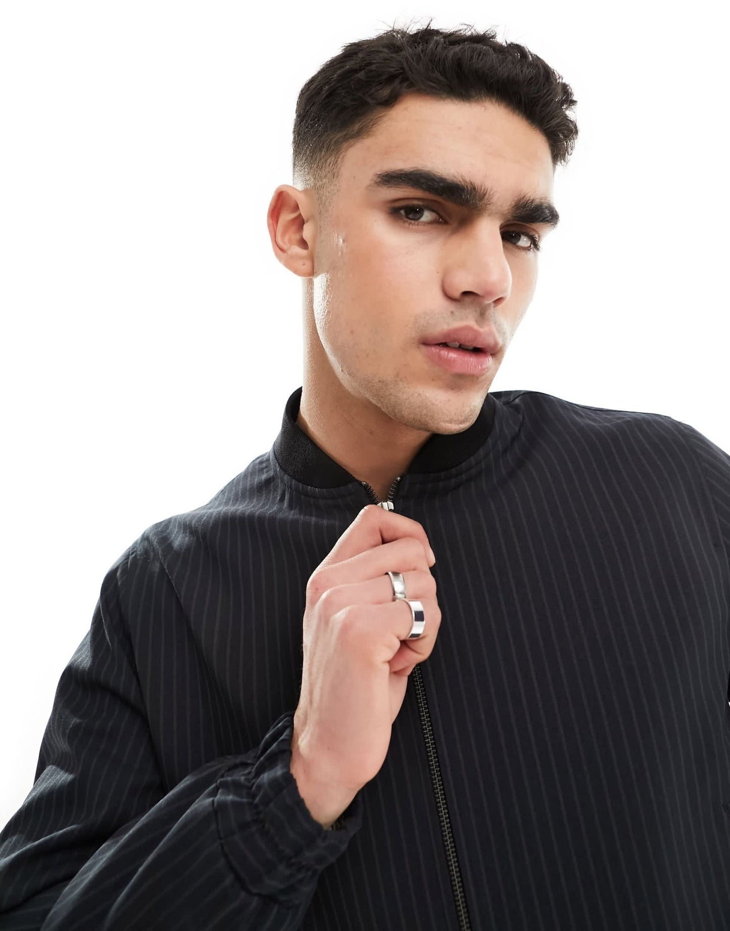 ASOS DESIGN smart co - ord bomber jacket in black pinstripe - ASOS Sample Sale EU Store