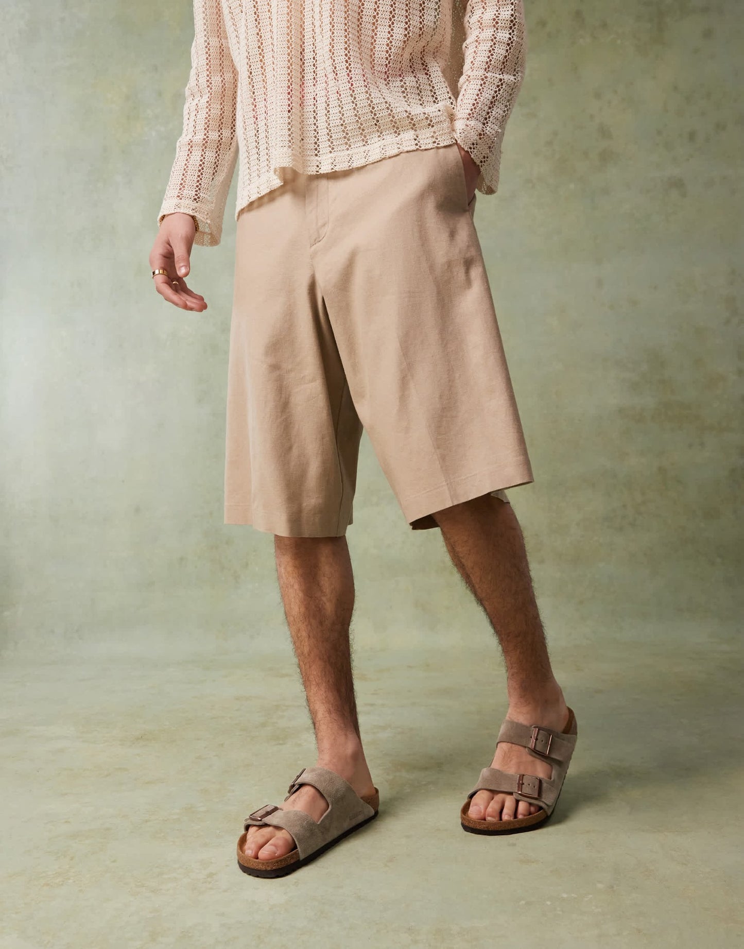 ASOS DESIGN smart oversized bermuda linen blend shorts in dark stone - ASOS Sample Sale EU Store