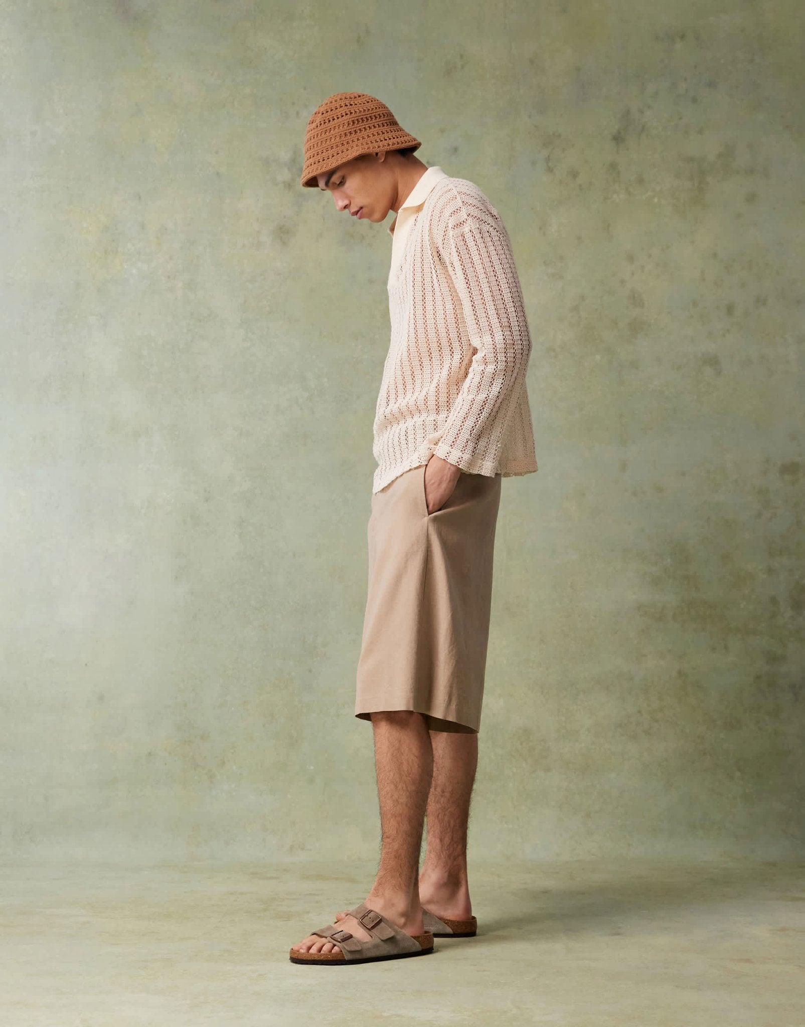 ASOS DESIGN smart oversized bermuda linen blend shorts in dark stone - ASOS Sample Sale EU Store