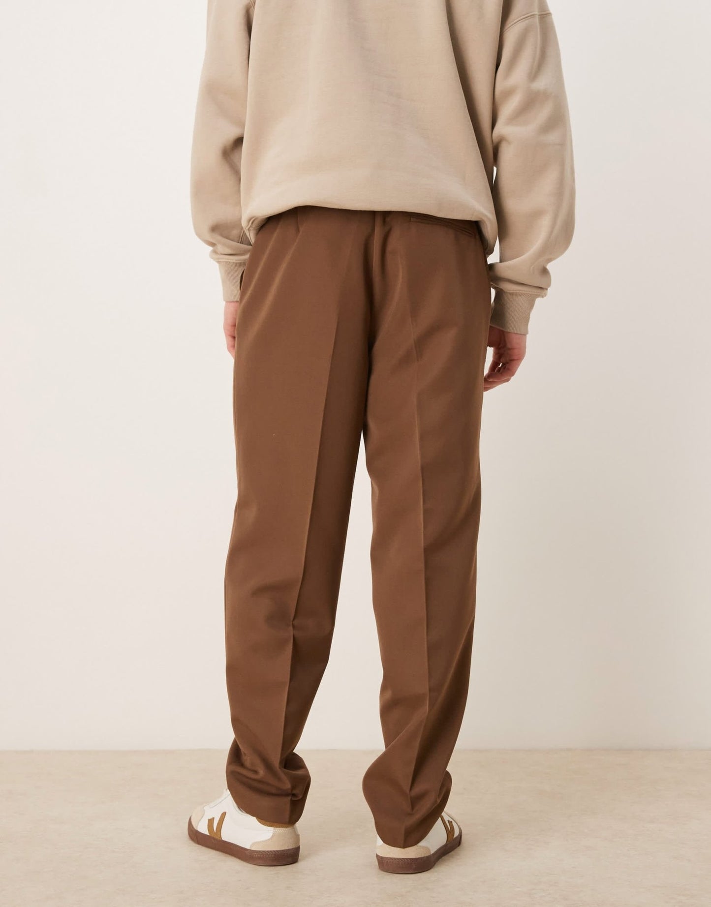 ASOS DESIGN smart oversized tapered trousers with front pleat in brown - ASOS Sample Sale EU Store