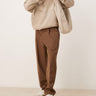 ASOS DESIGN smart oversized tapered trousers with front pleat in brown