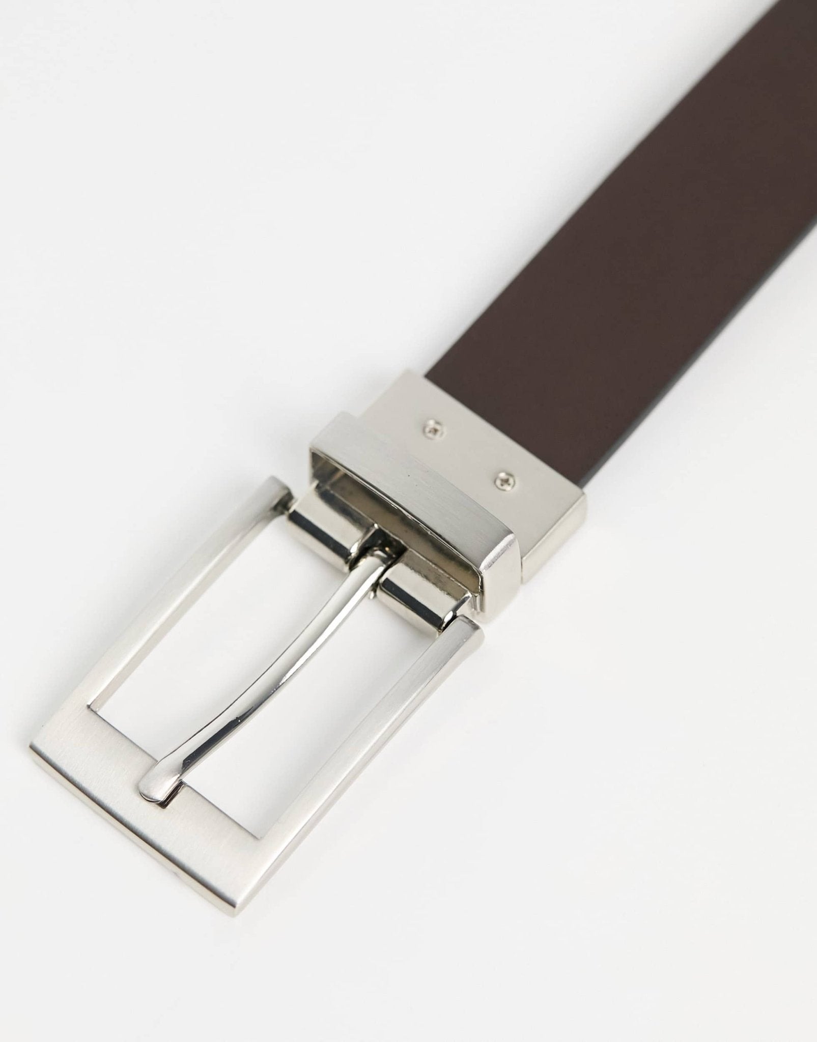 ASOS DESIGN smart reversible belt in brown and black faux leather with silver buckle - ASOS Sample Sale EU Store