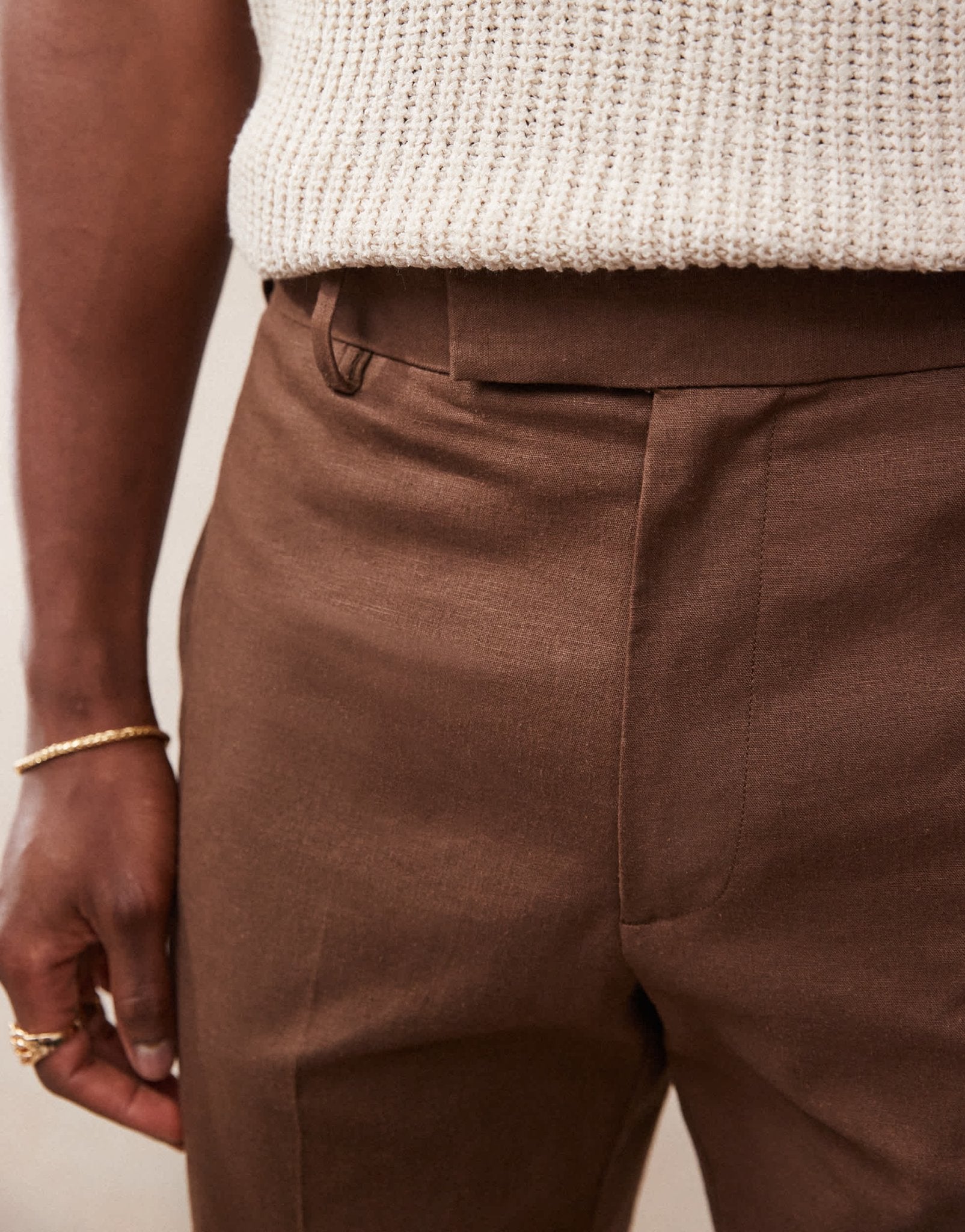 ASOS DESIGN smart slim fit linen blend shorts in brown - ASOS Sample Sale EU Store