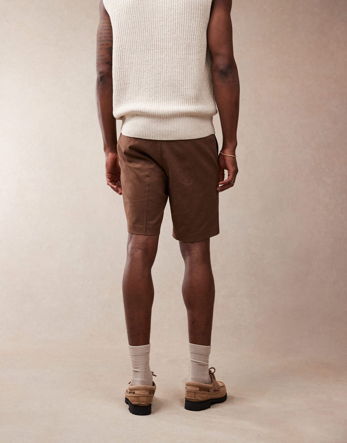 ASOS DESIGN smart slim fit linen blend shorts in brown - ASOS Sample Sale EU Store