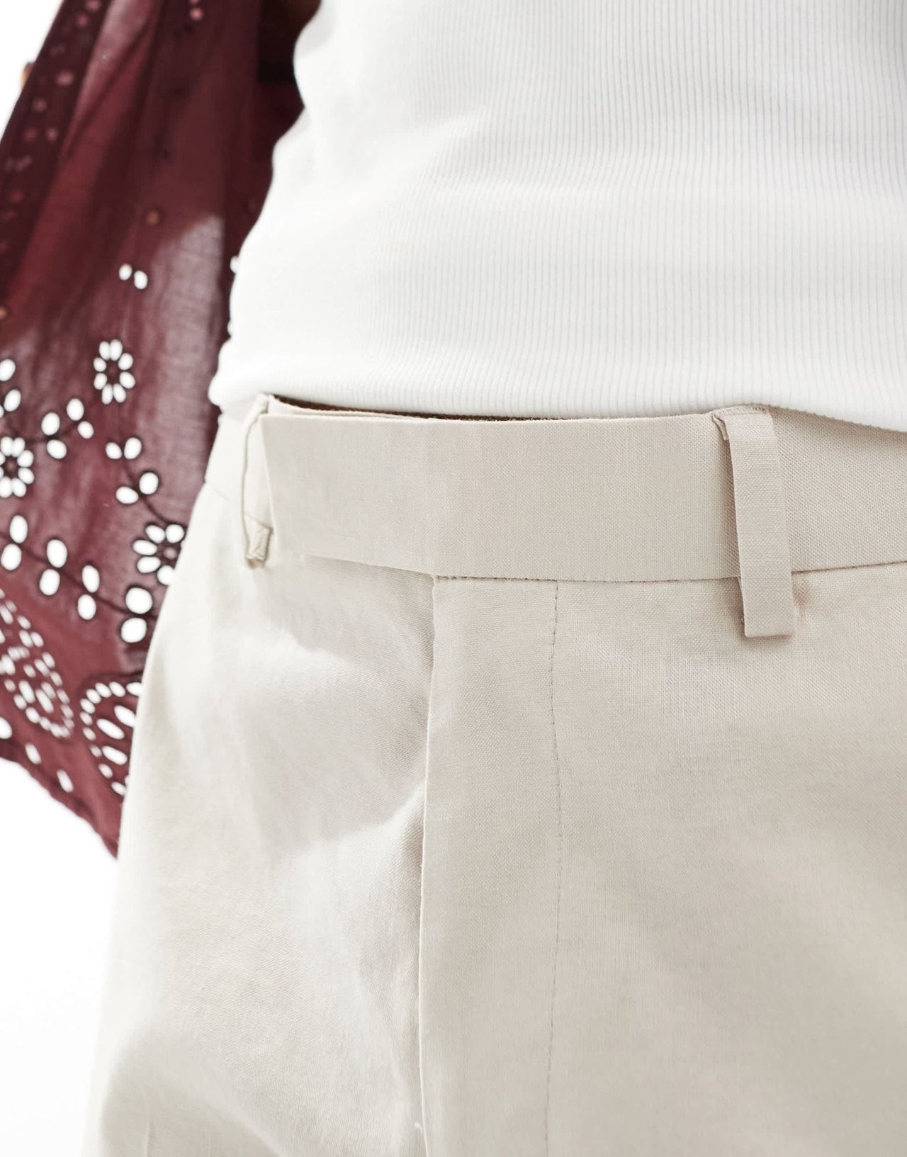 ASOS DESIGN smart slim fit linen blend trousers in stone - ASOS Sample Sale EU Store