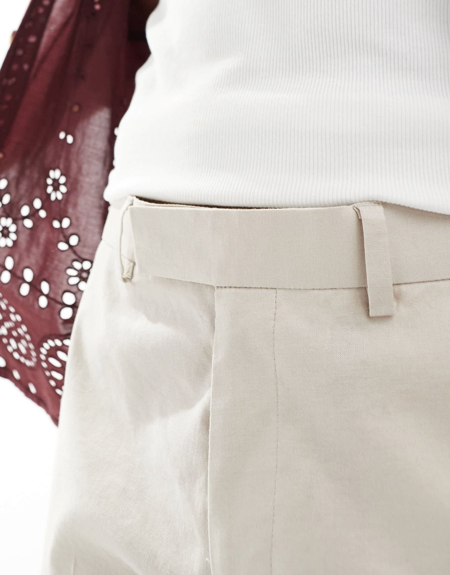 ASOS DESIGN smart slim fit linen blend trousers in stone - ASOS Sample Sale EU Store