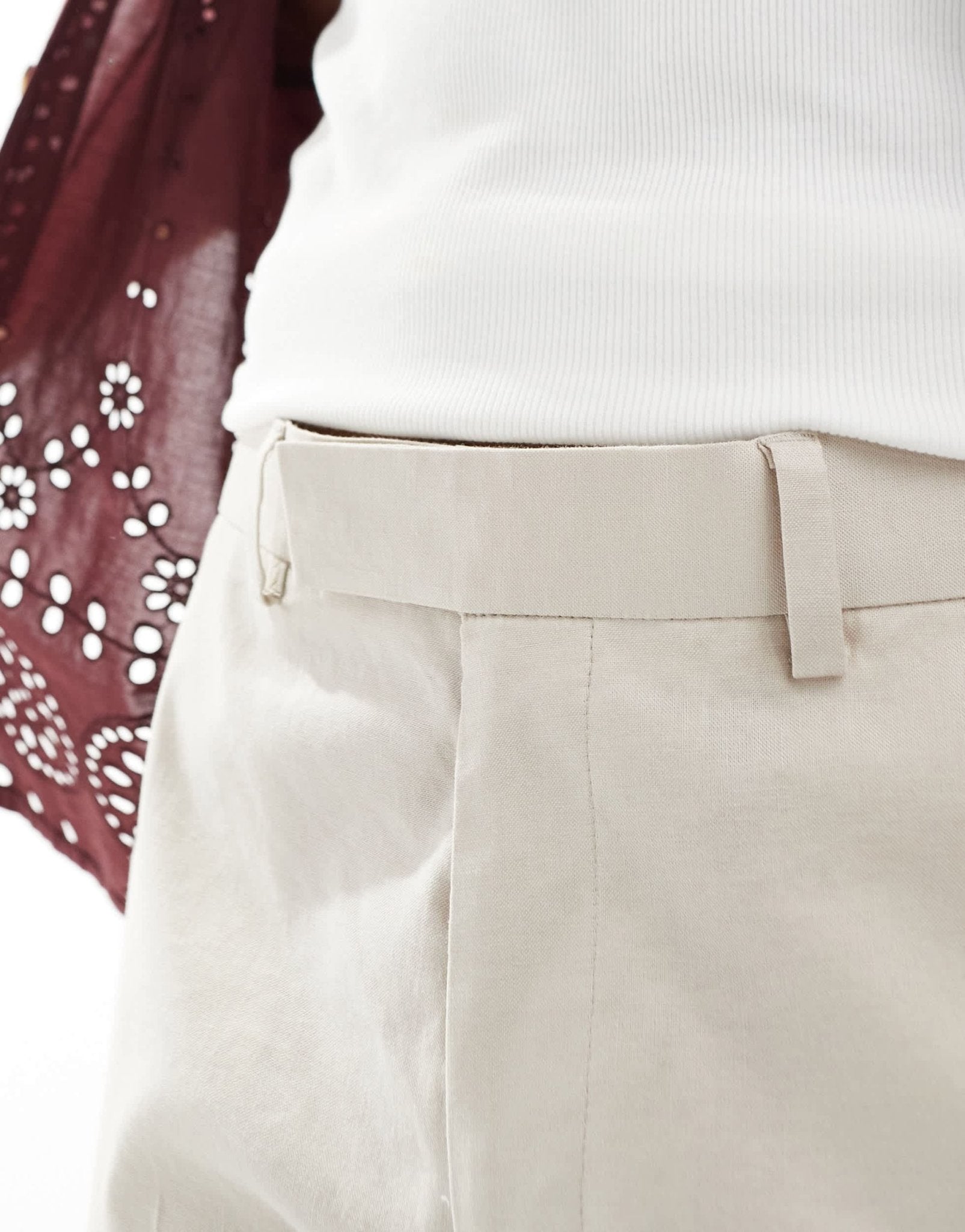 ASOS DESIGN smart slim fit linen blend trousers in stone - ASOS Sample Sale EU Store
