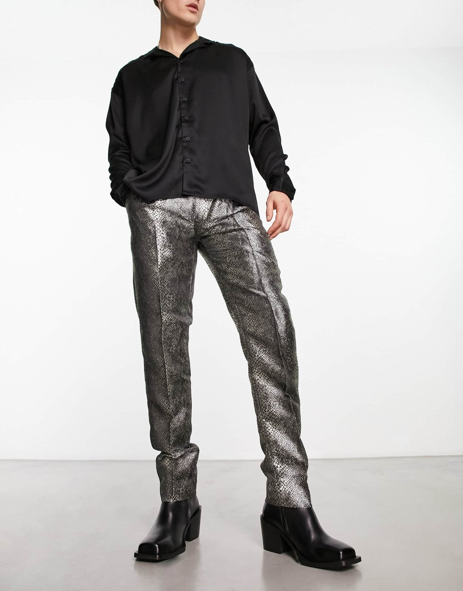 ASOS DESIGN smart slim leg trousers in iridescent snakeskin jacquard - ASOS Sample Sale EU Store