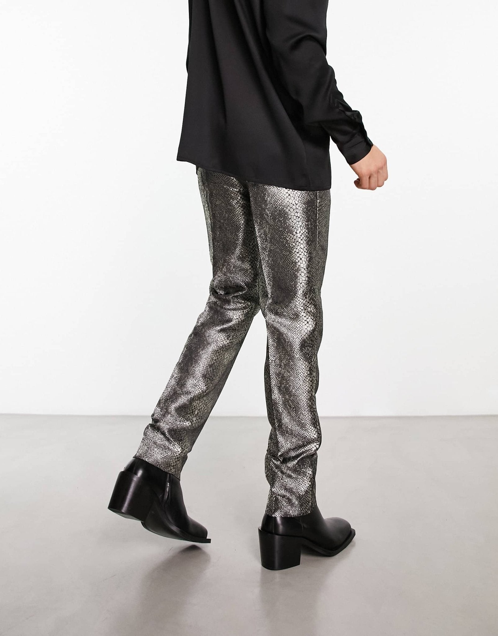 ASOS DESIGN smart slim leg trousers in iridescent snakeskin jacquard - ASOS Sample Sale EU Store