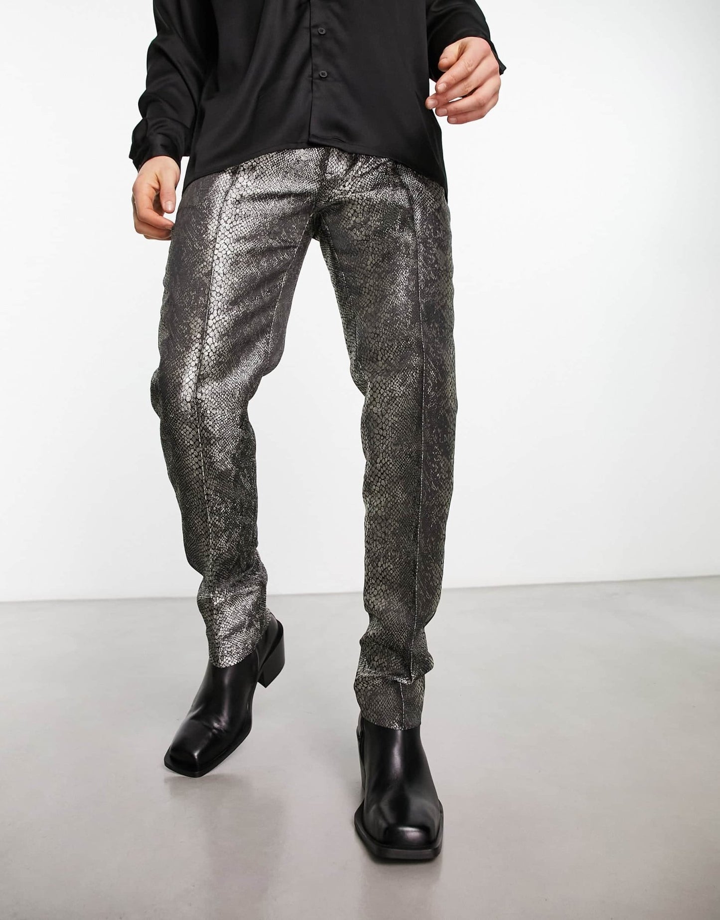 ASOS DESIGN smart slim leg trousers in iridescent snakeskin jacquard - ASOS Sample Sale EU Store