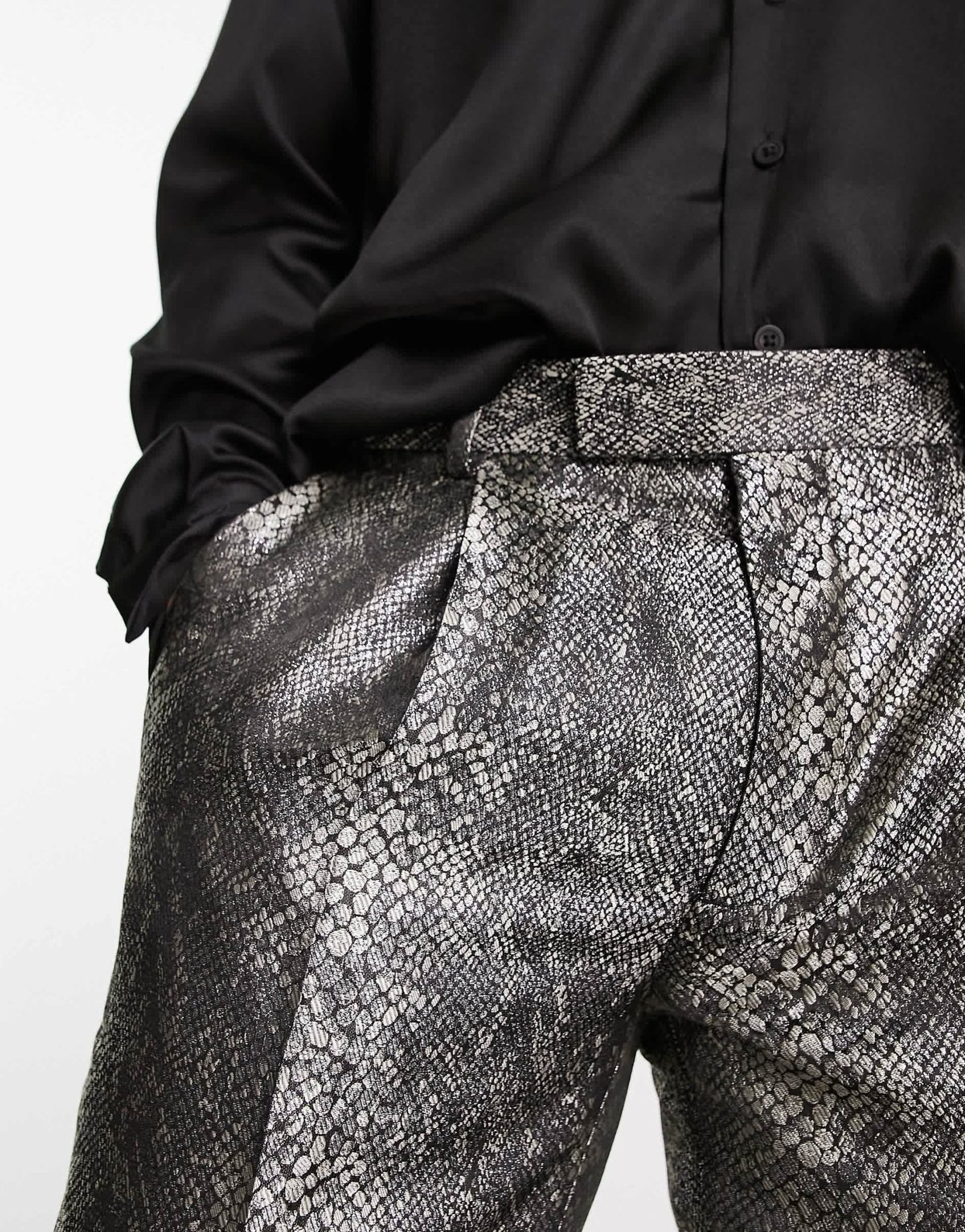 ASOS DESIGN smart slim leg trousers in iridescent snakeskin jacquard - ASOS Sample Sale EU Store