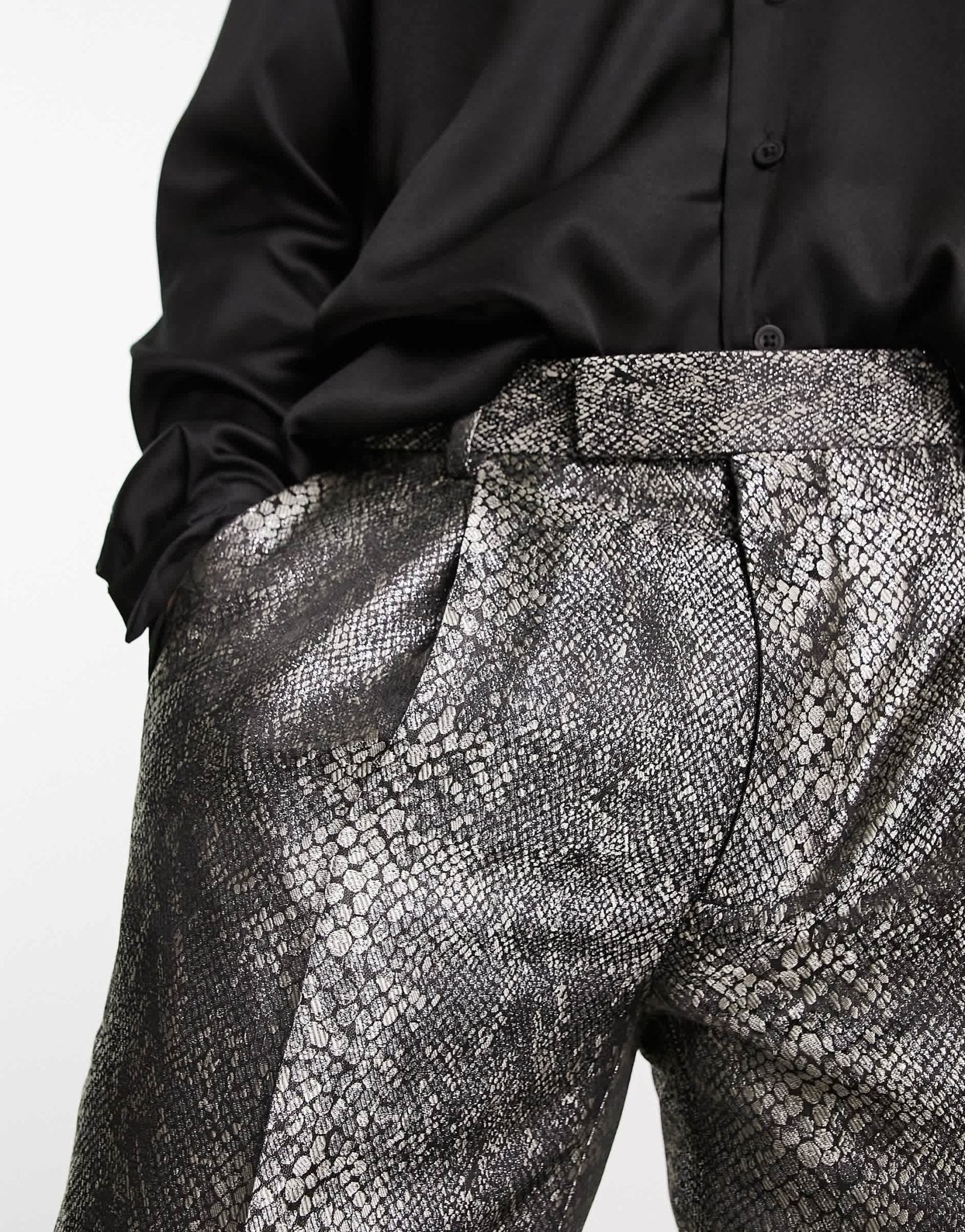 ASOS DESIGN smart slim leg trousers in iridescent snakeskin jacquard - ASOS Sample Sale EU Store