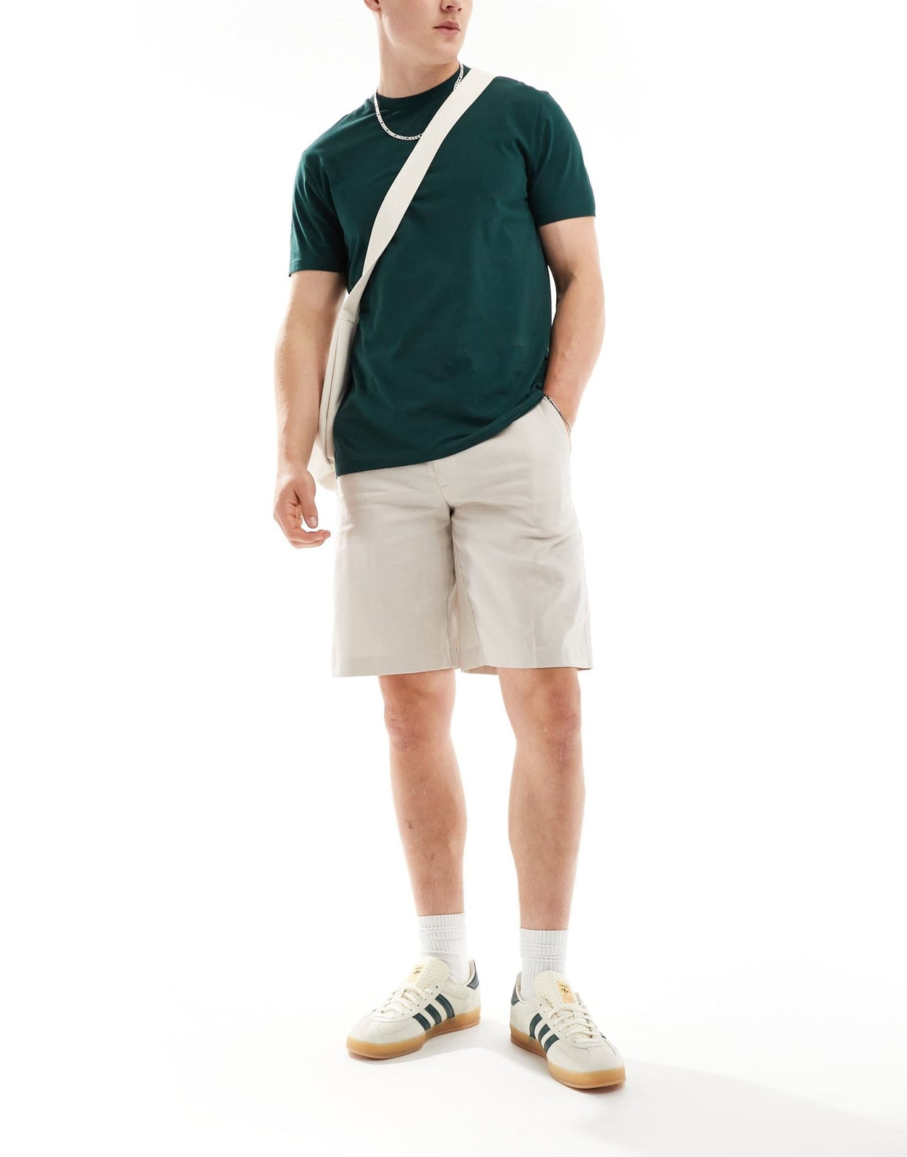 ASOS DESIGN smart straight leg linen blend shorts in stone - ASOS Sample Sale EU Store