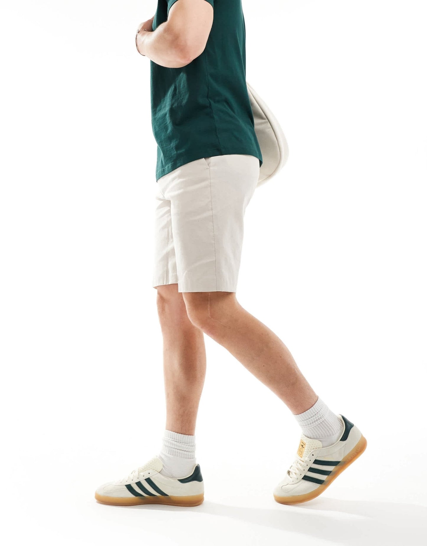 ASOS DESIGN smart straight leg linen blend shorts in stone - ASOS Sample Sale EU Store