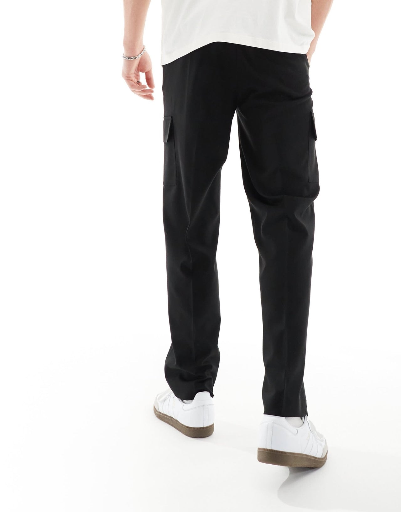 ASOS DESIGN smart straight leg trouser with cargo pockets in black - ASOS Sample Sale EU Store