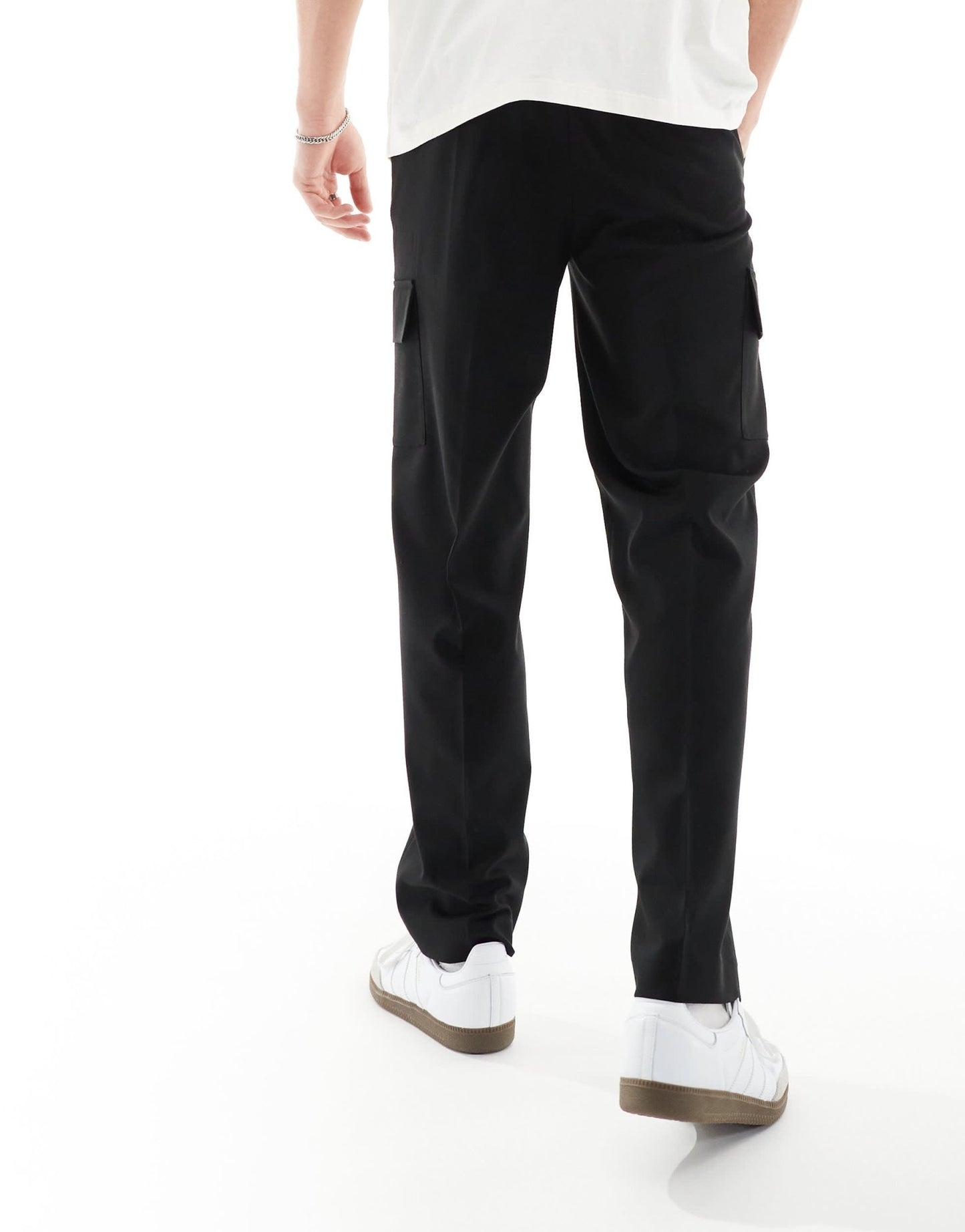 ASOS DESIGN smart straight leg trouser with cargo pockets in black - ASOS Sample Sale EU Store