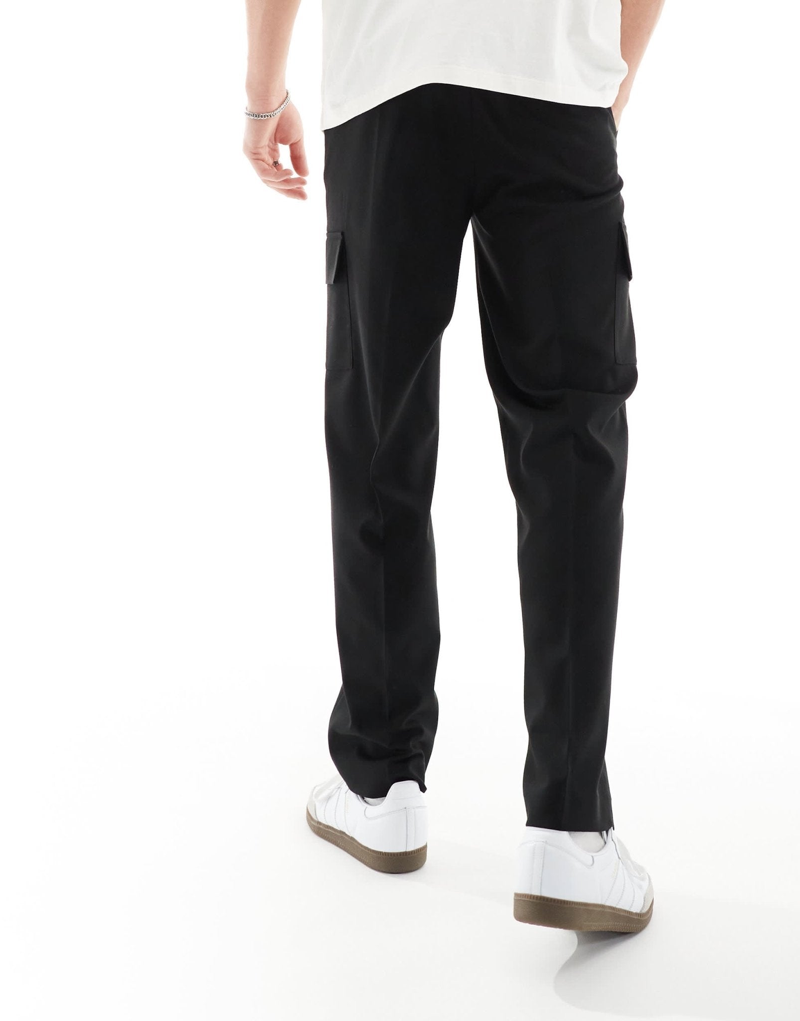 ASOS DESIGN smart straight leg trouser with cargo pockets in black - ASOS Sample Sale EU Store