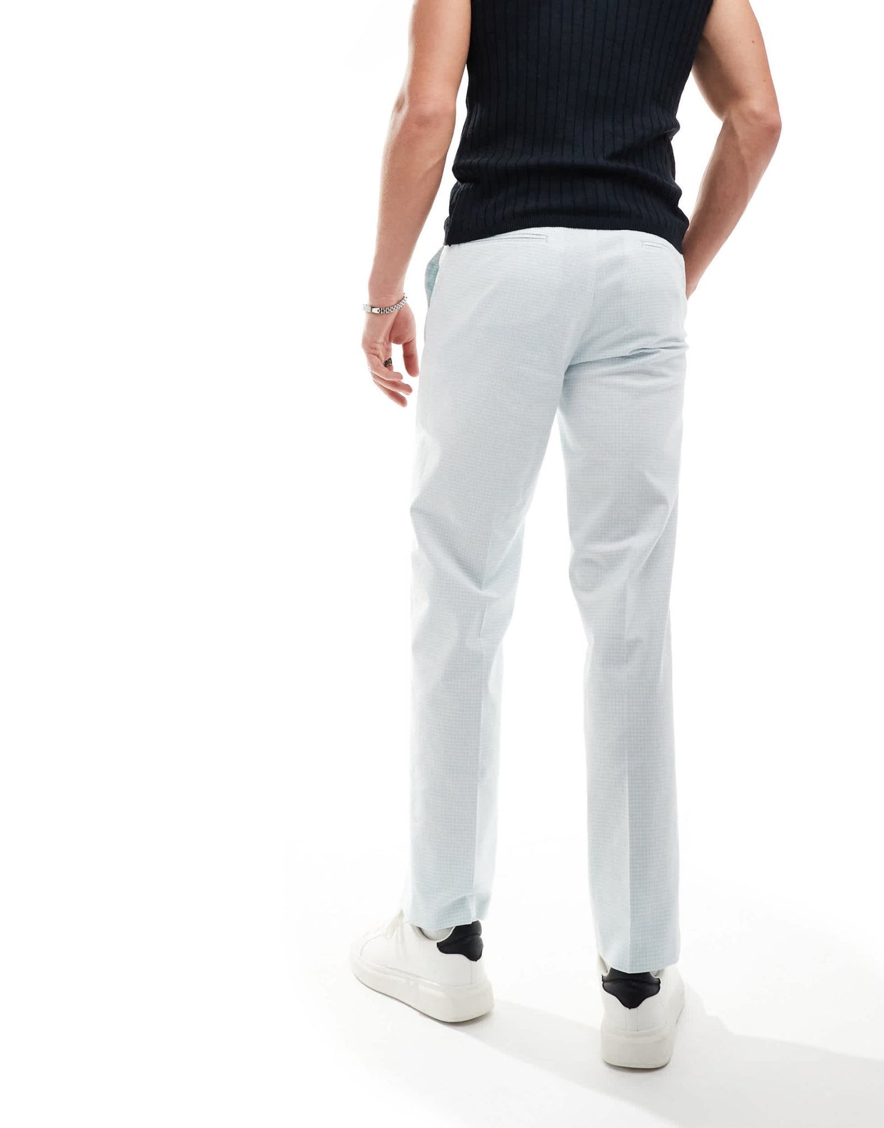 ASOS DESIGN smart straight leg trousers in blue puppytooth check - ASOS Sample Sale EU Store