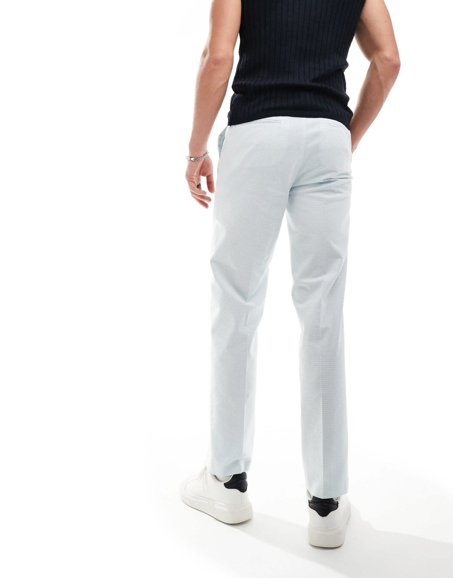 ASOS DESIGN smart straight leg trousers in blue puppytooth check - ASOS Sample Sale EU Store