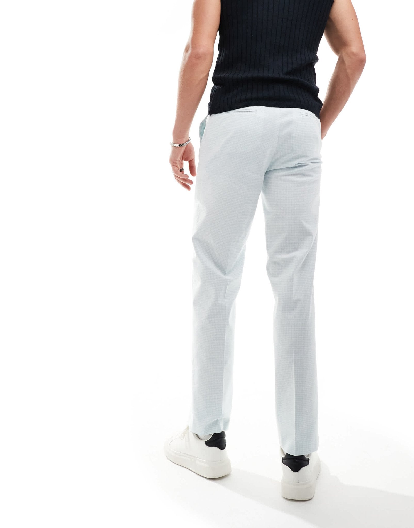 ASOS DESIGN smart straight leg trousers in blue puppytooth check - ASOS Sample Sale EU Store