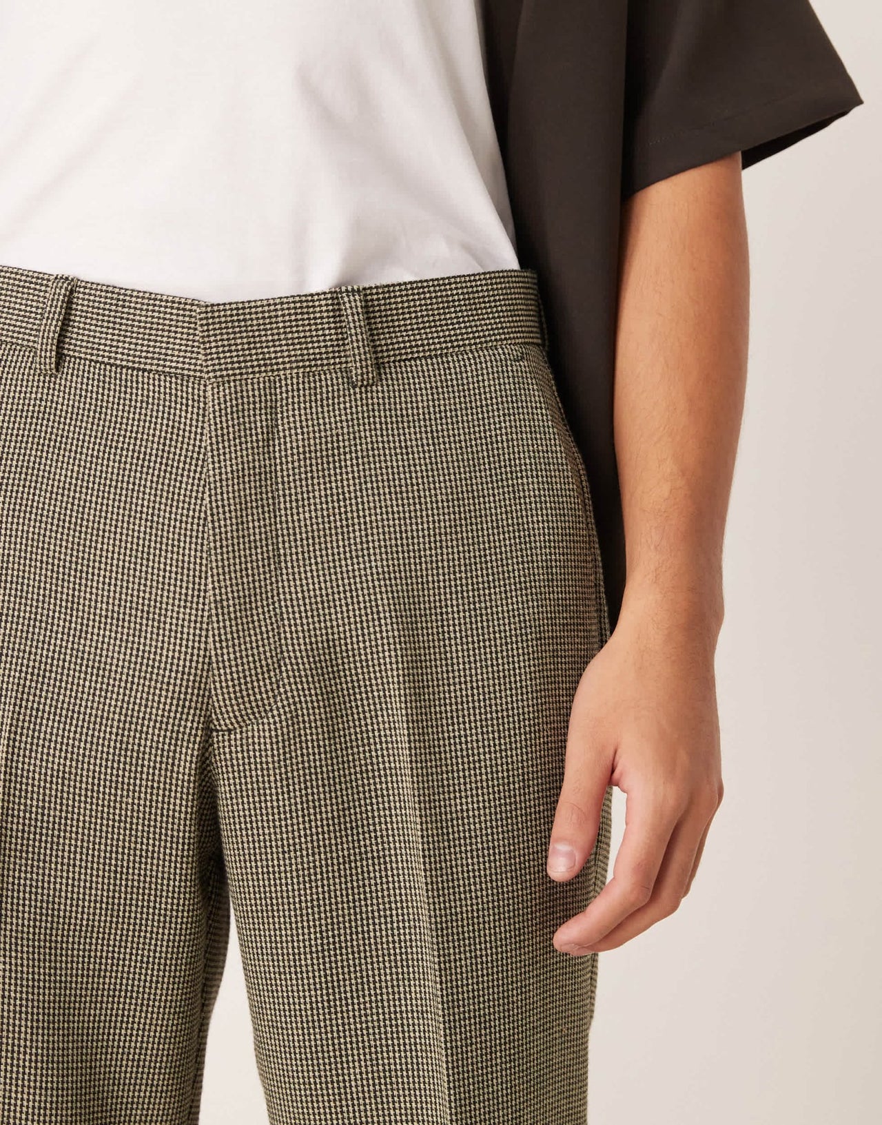 ASOS DESIGN smart straight leg wool blend trousers in dark green puppytooth - ASOS Sample Sale EU Store