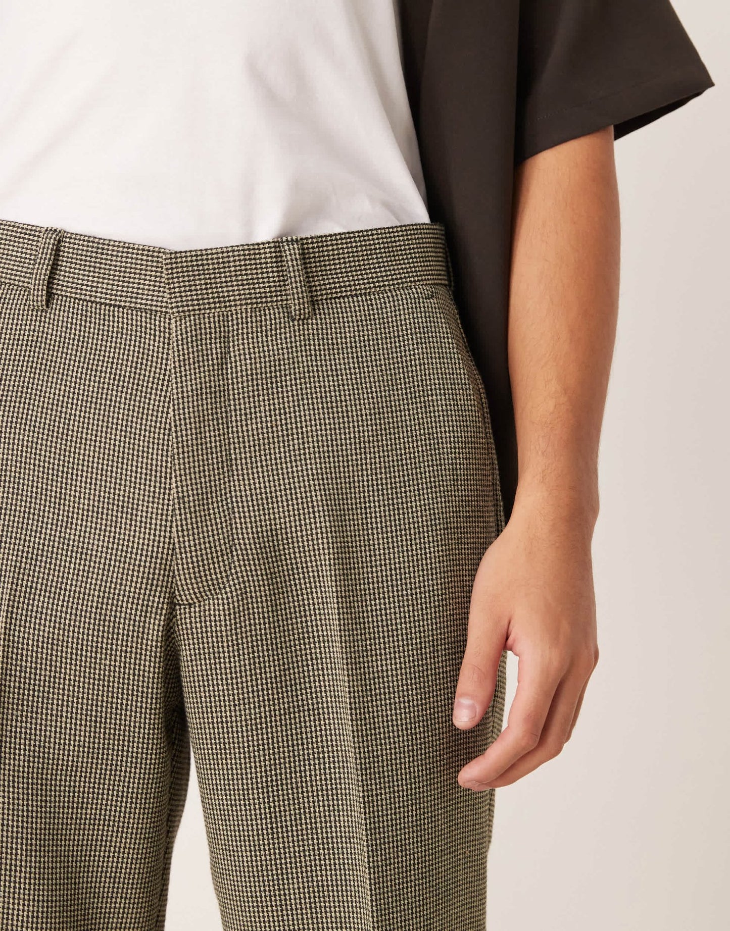 ASOS DESIGN smart straight leg wool blend trousers in dark green puppytooth - ASOS Sample Sale EU Store