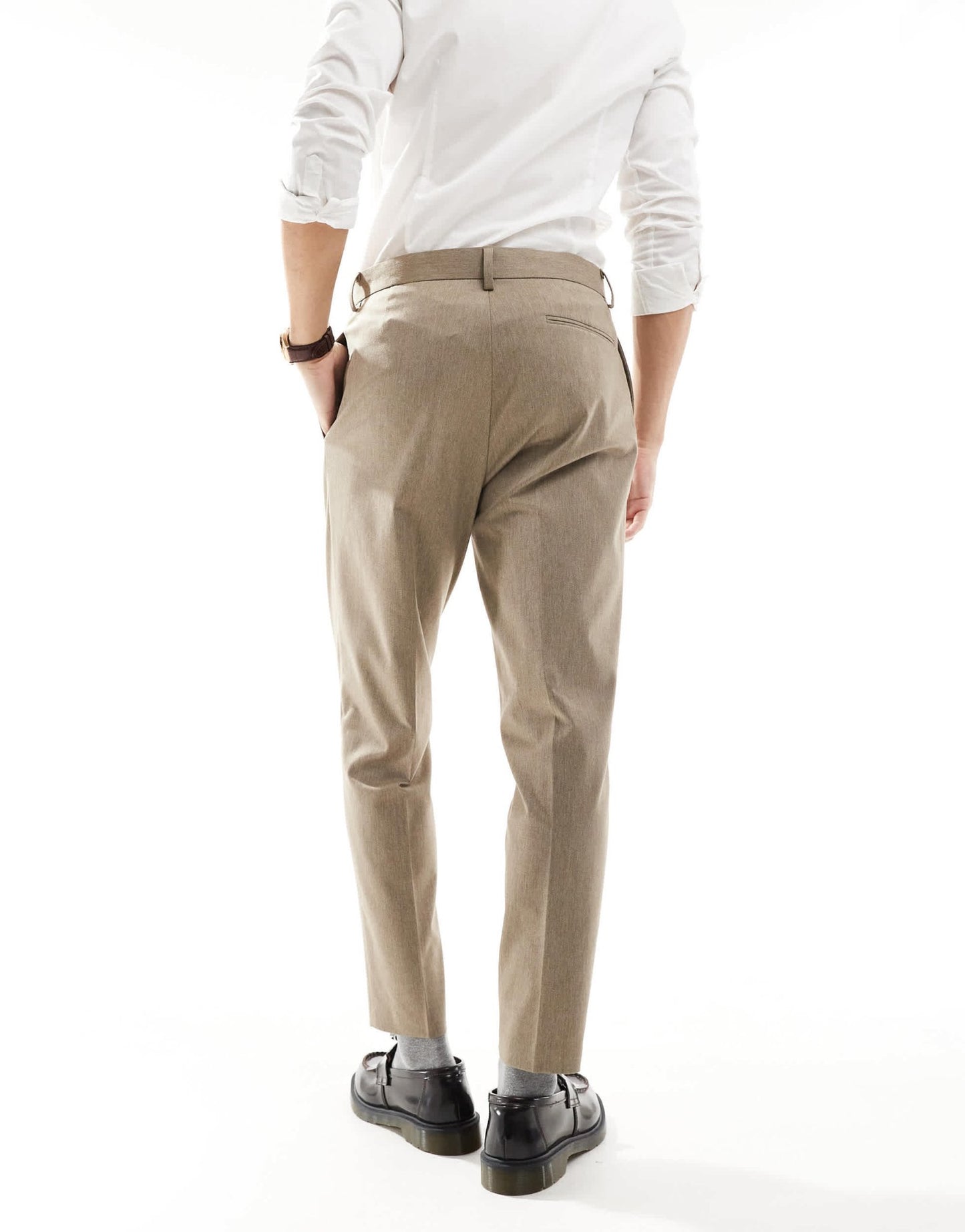 ASOS DESIGN smart tapered fit premium trousers in stone melange - ASOS Sample Sale EU Store