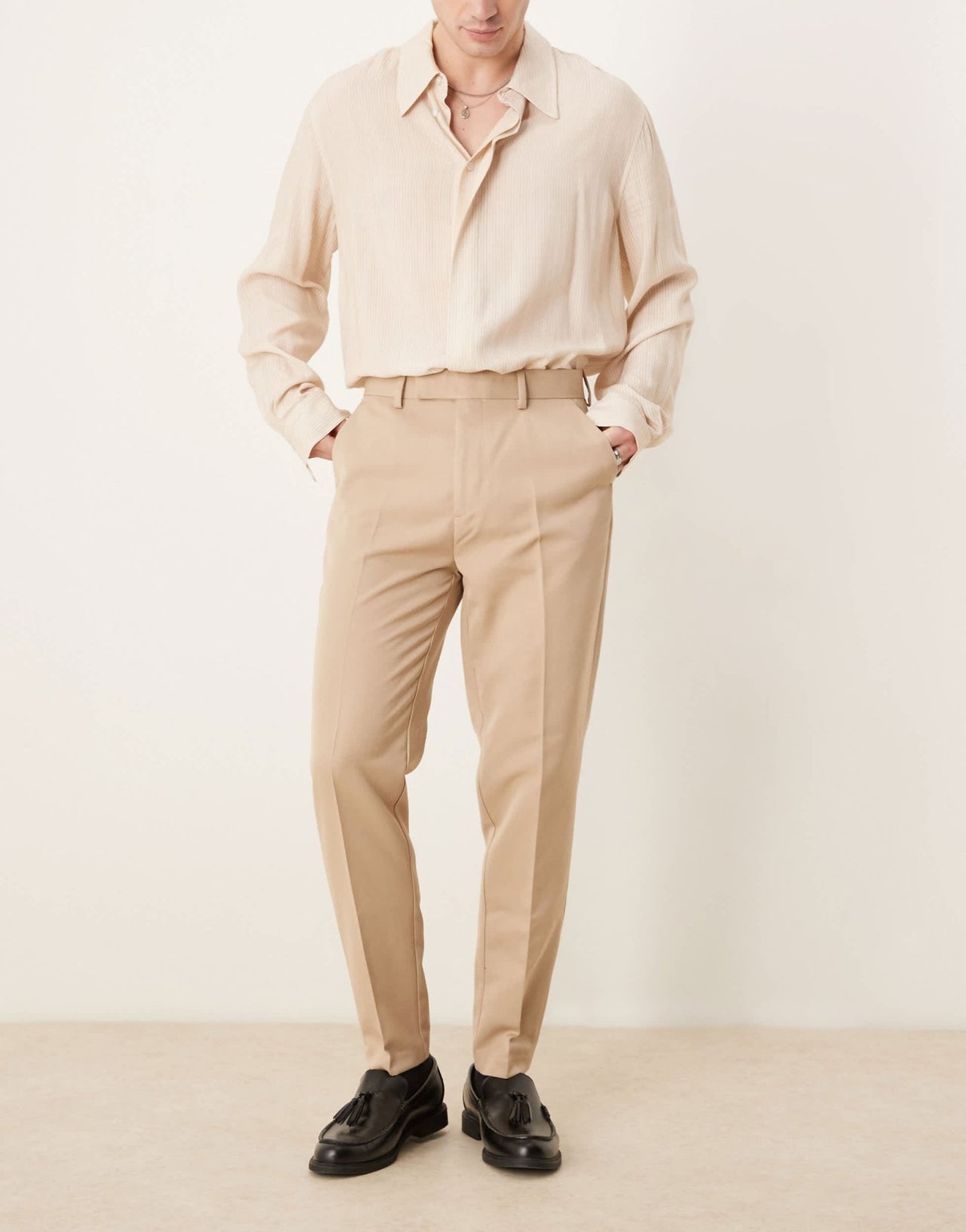 ASOS DESIGN smart tapered fit trousers in dark stone - ASOS Sample Sale EU Store
