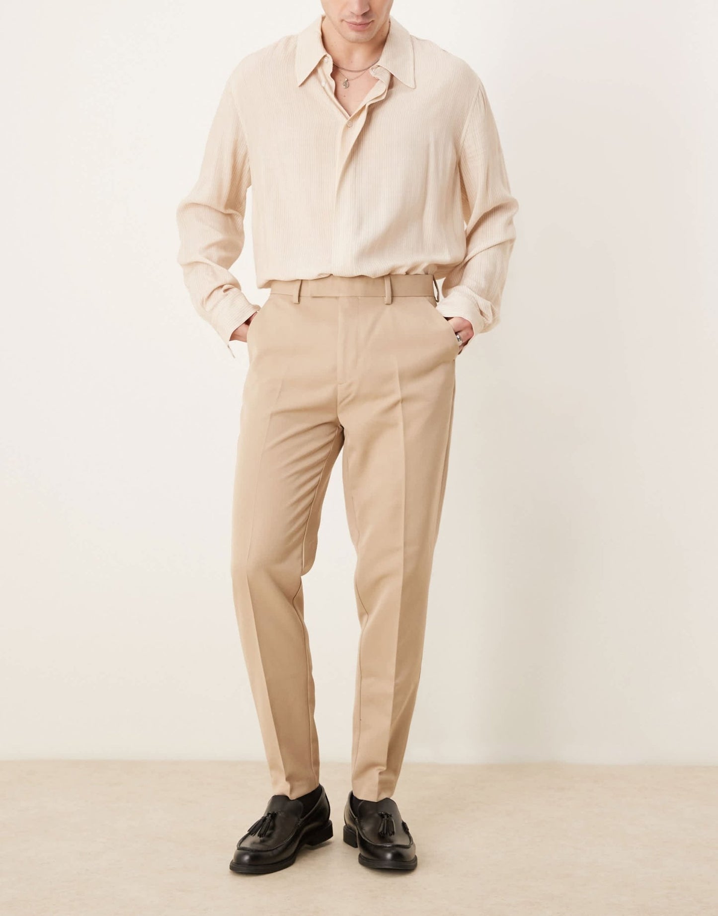 ASOS DESIGN smart tapered fit trousers in dark stone - ASOS Sample Sale EU Store