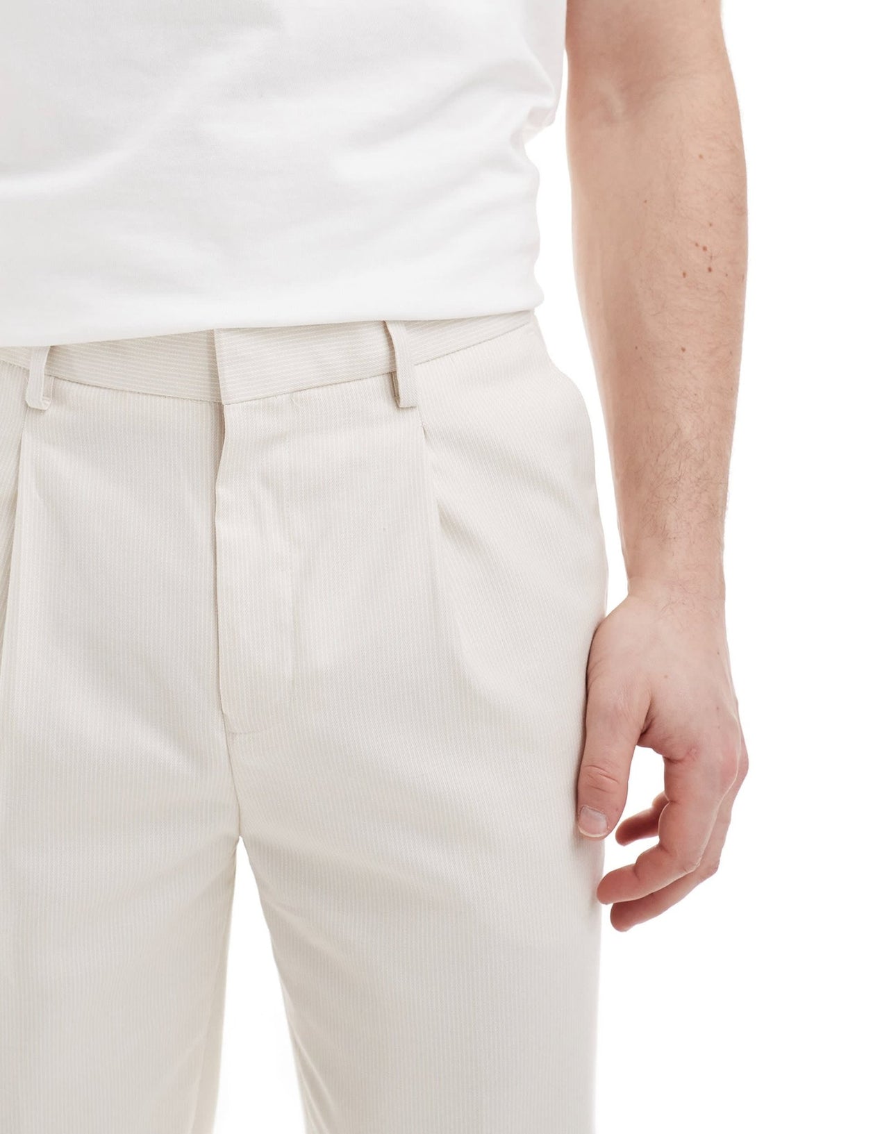 ASOS DESIGN smart tapered fit trousers in ecru microtexture - ASOS Sample Sale EU Store