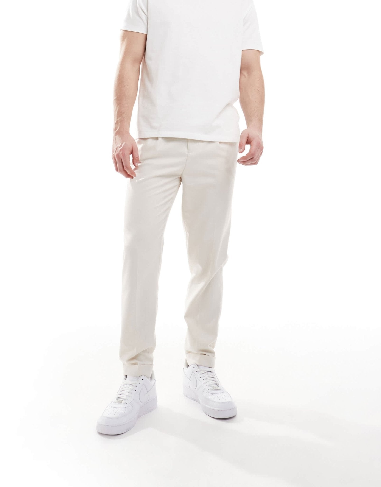 ASOS DESIGN smart tapered fit trousers in ecru microtexture - ASOS Sample Sale EU Store