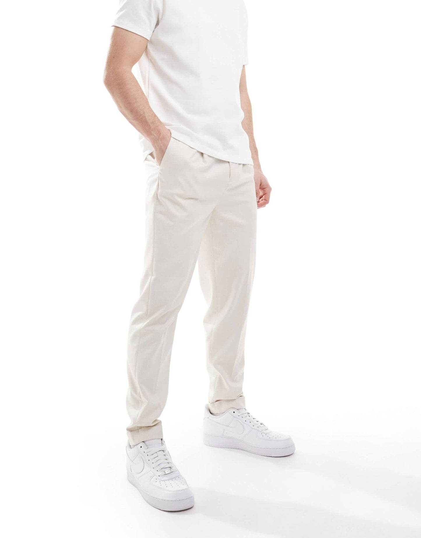 ASOS DESIGN smart tapered fit trousers in ecru microtexture - ASOS Sample Sale EU Store