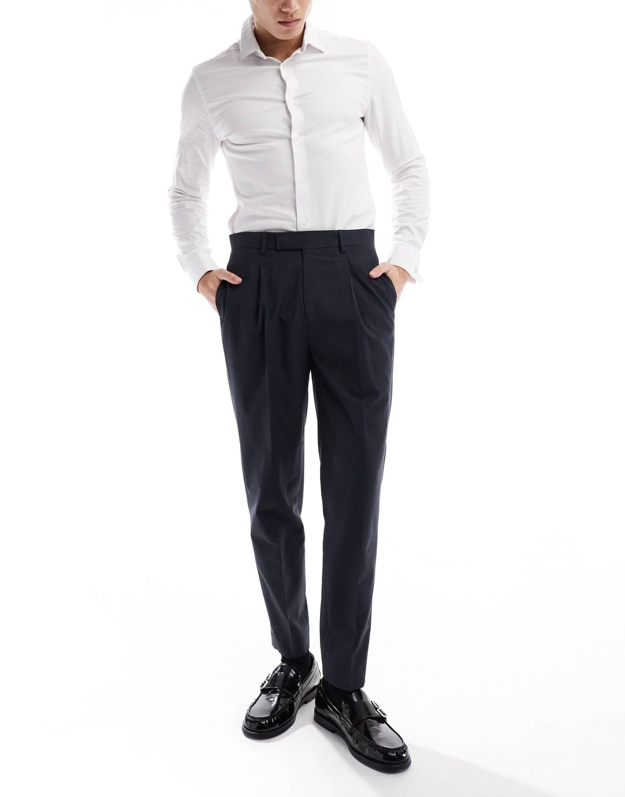 ASOS DESIGN smart tapered fit trousers with front pleat in charcoal - ASOS Sample Sale EU Store