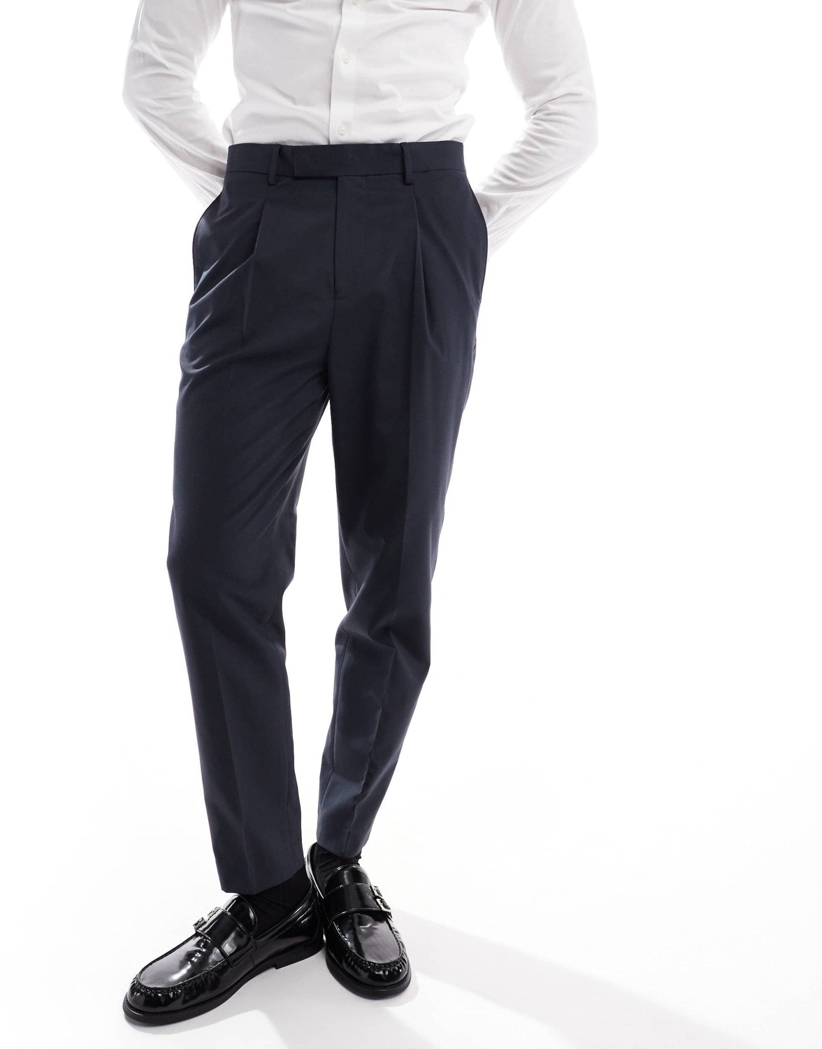 ASOS DESIGN smart tapered fit trousers with front pleat in charcoal - ASOS Sample Sale EU Store