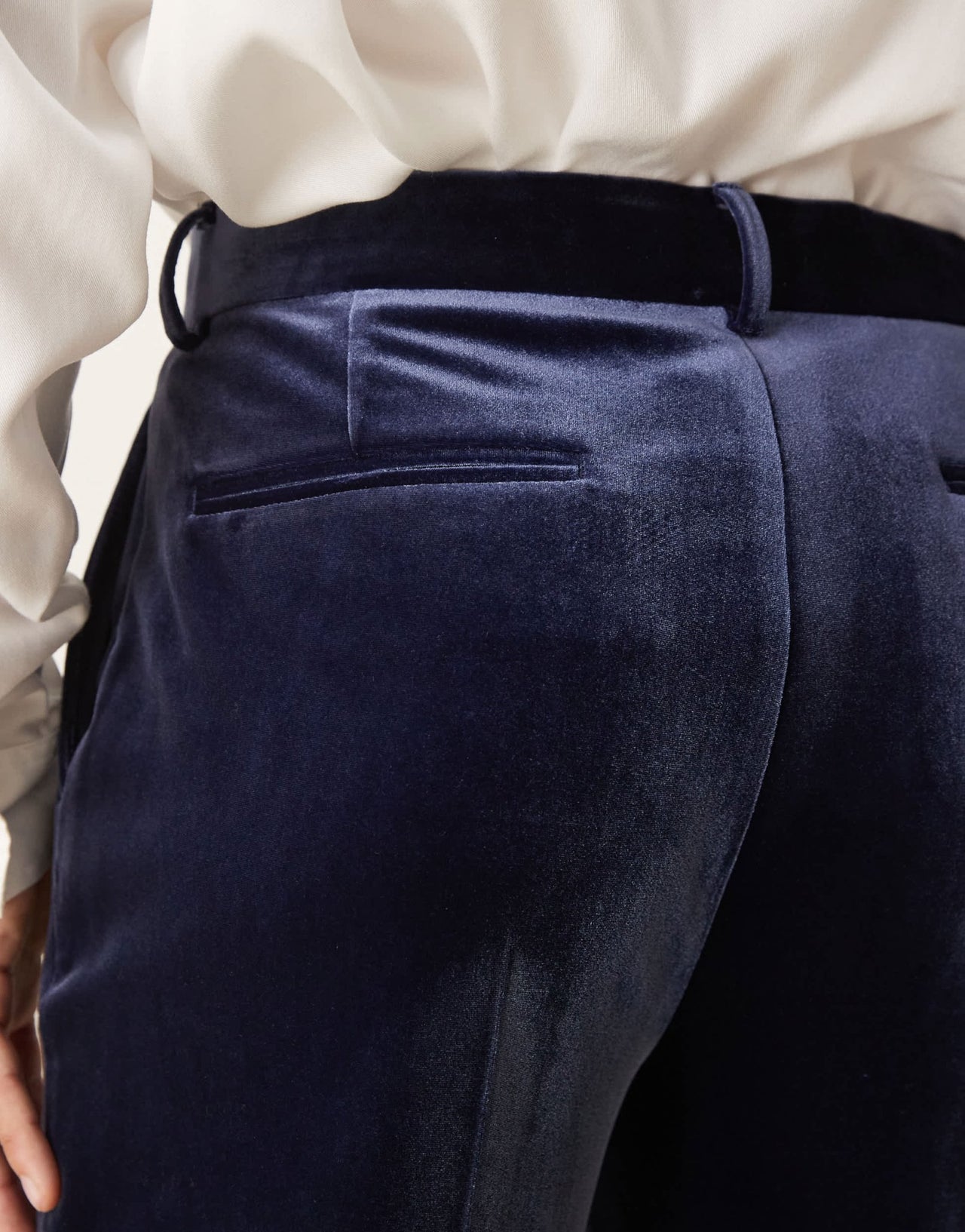 ASOS DESIGN smart tapered fit velvet trousers in navy - ASOS Sample Sale EU Store