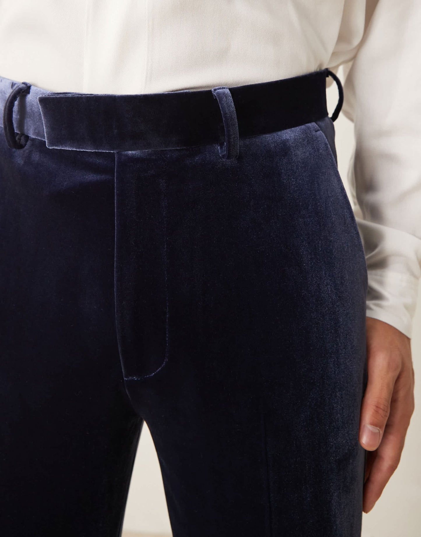 ASOS DESIGN smart tapered fit velvet trousers in navy - ASOS Sample Sale EU Store