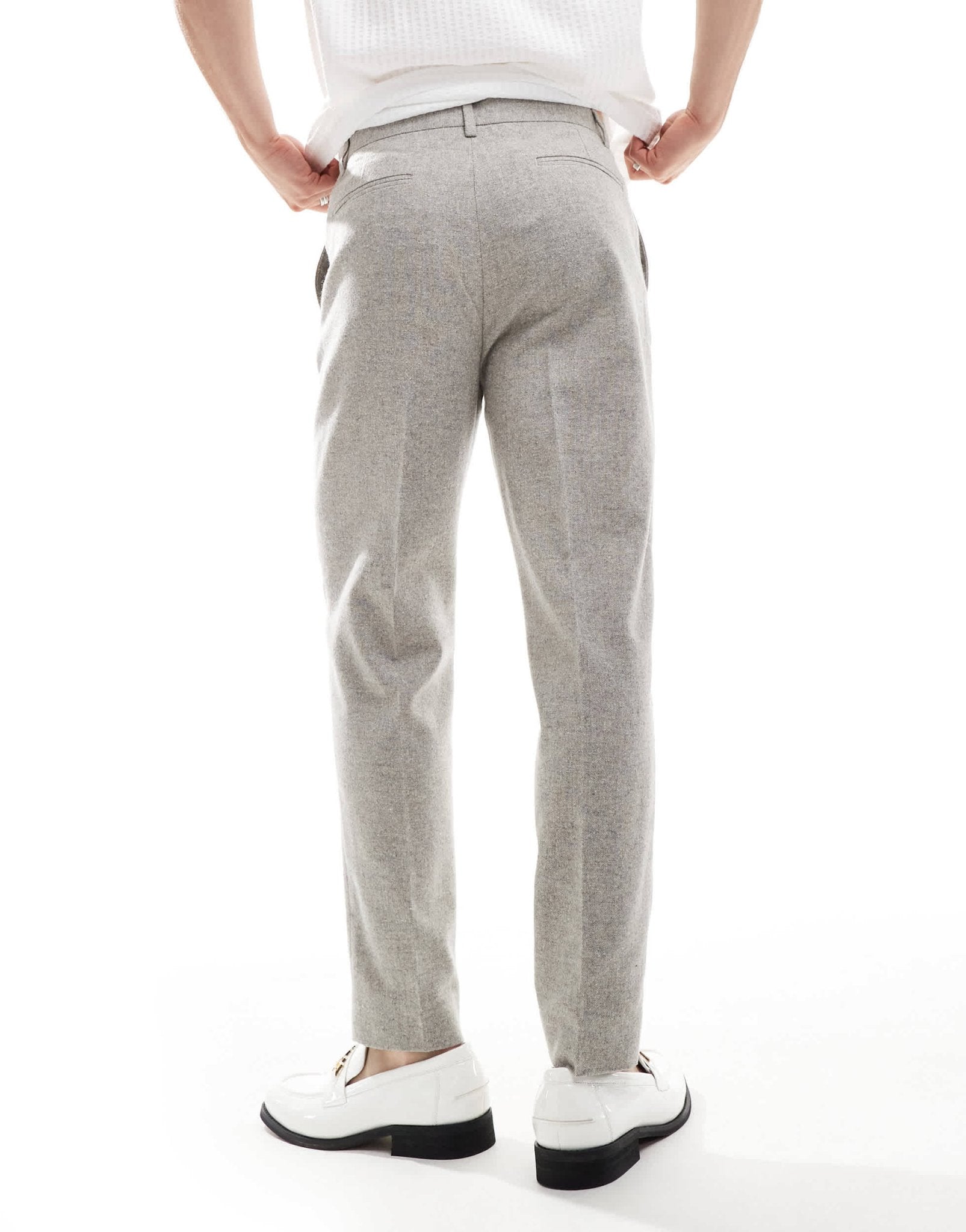 ASOS DESIGN smart tapered fit wool mix trousers in grey - ASOS Sample Sale EU Store