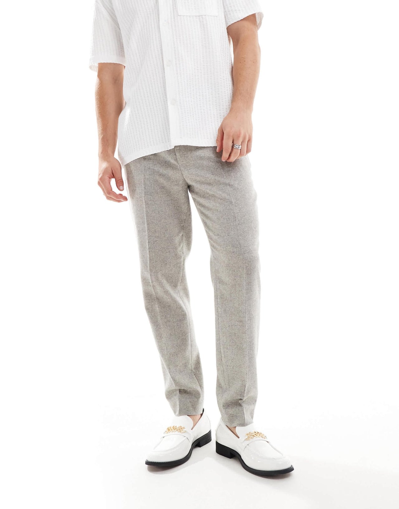 ASOS DESIGN smart tapered fit wool mix trousers in grey - ASOS Sample Sale EU Store
