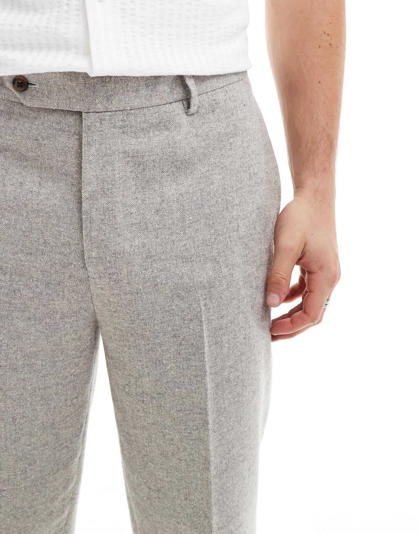 ASOS DESIGN smart tapered fit wool mix trousers in grey - ASOS Sample Sale EU Store
