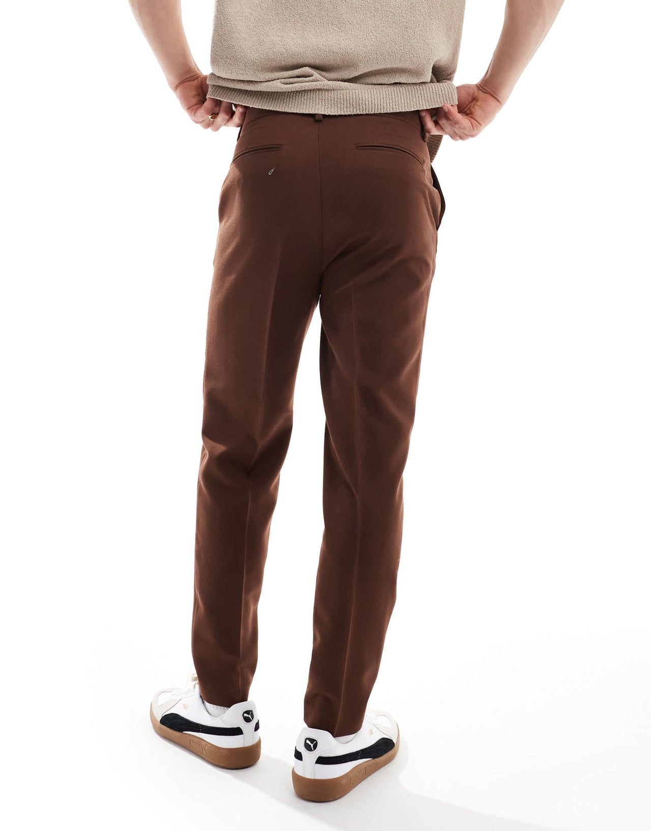ASOS DESIGN smart tapered trousers in brown - ASOS Sample Sale EU Store